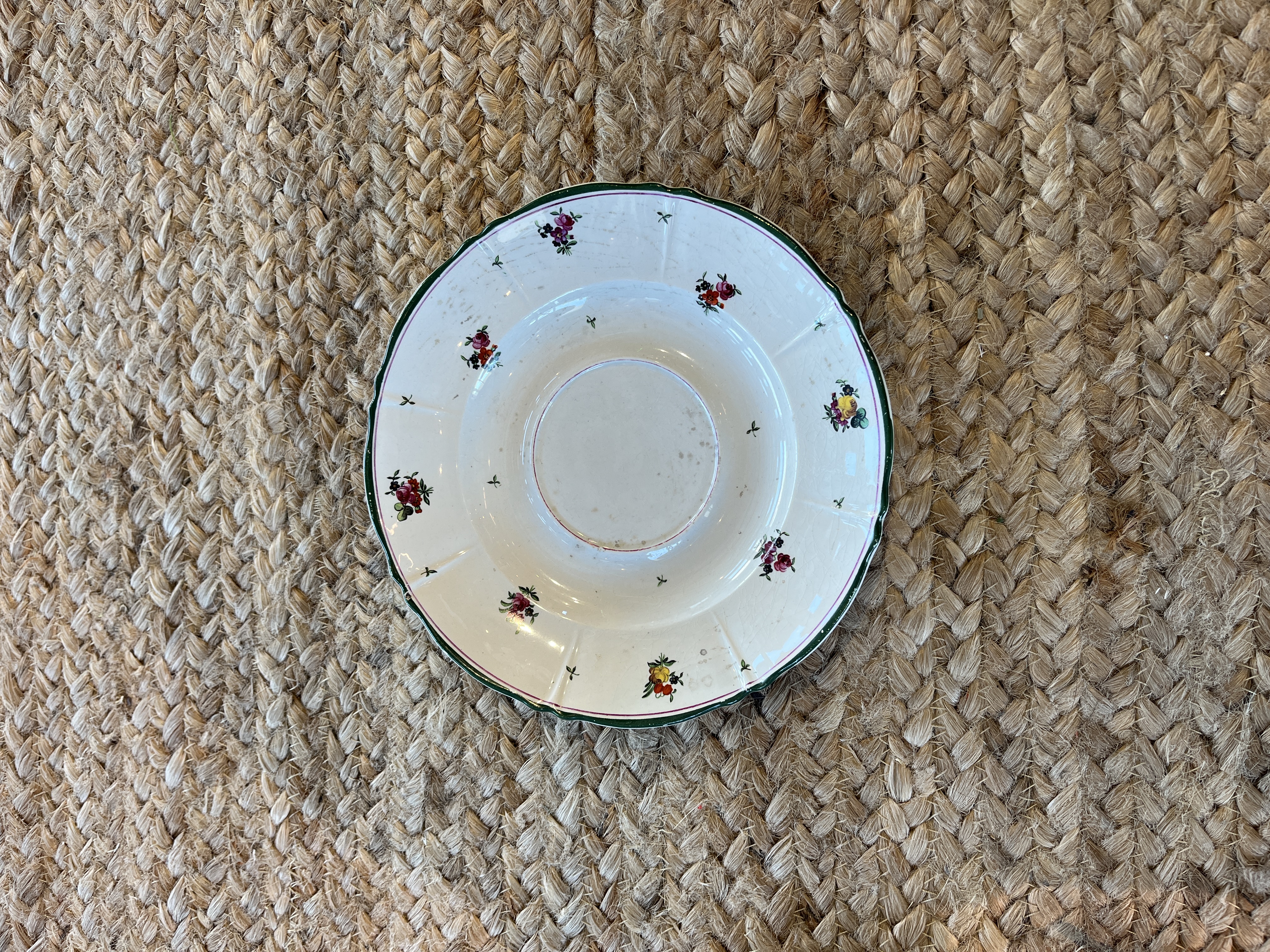 Assiette Liseret Vert et Fleurs
