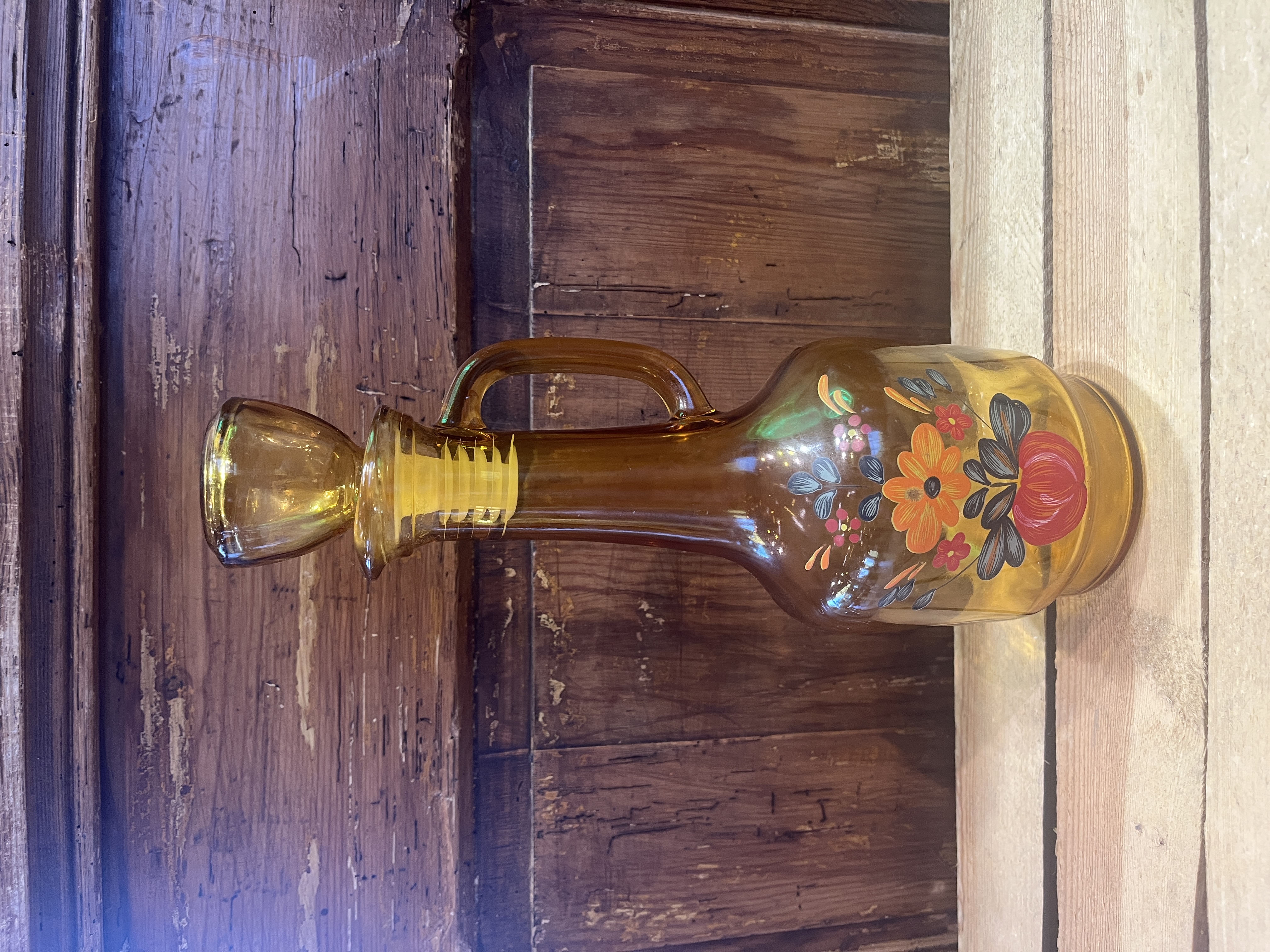 Carafe Ambrée Fleurs