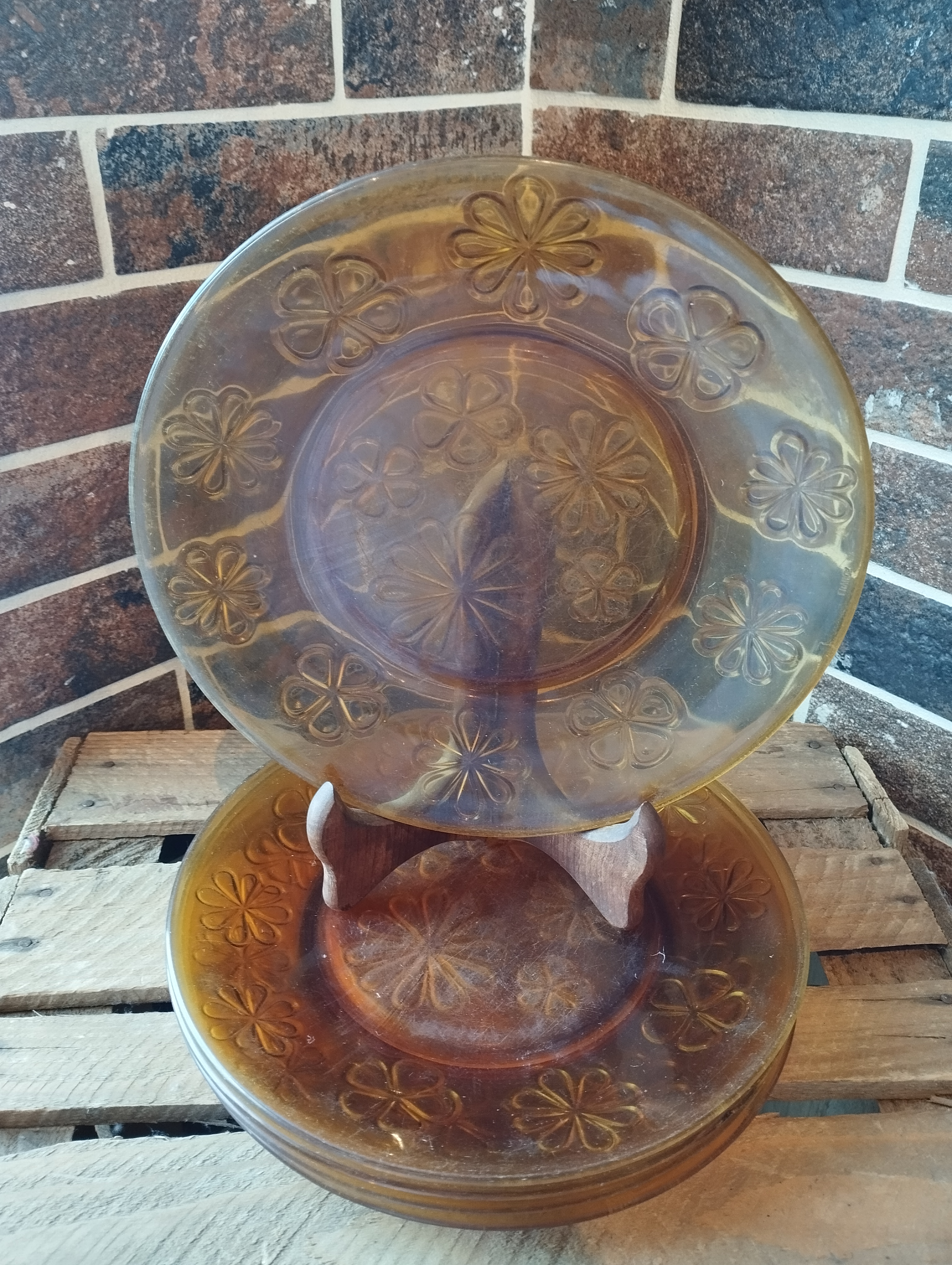 Lot de 5 Assiettes Plates Ambrées