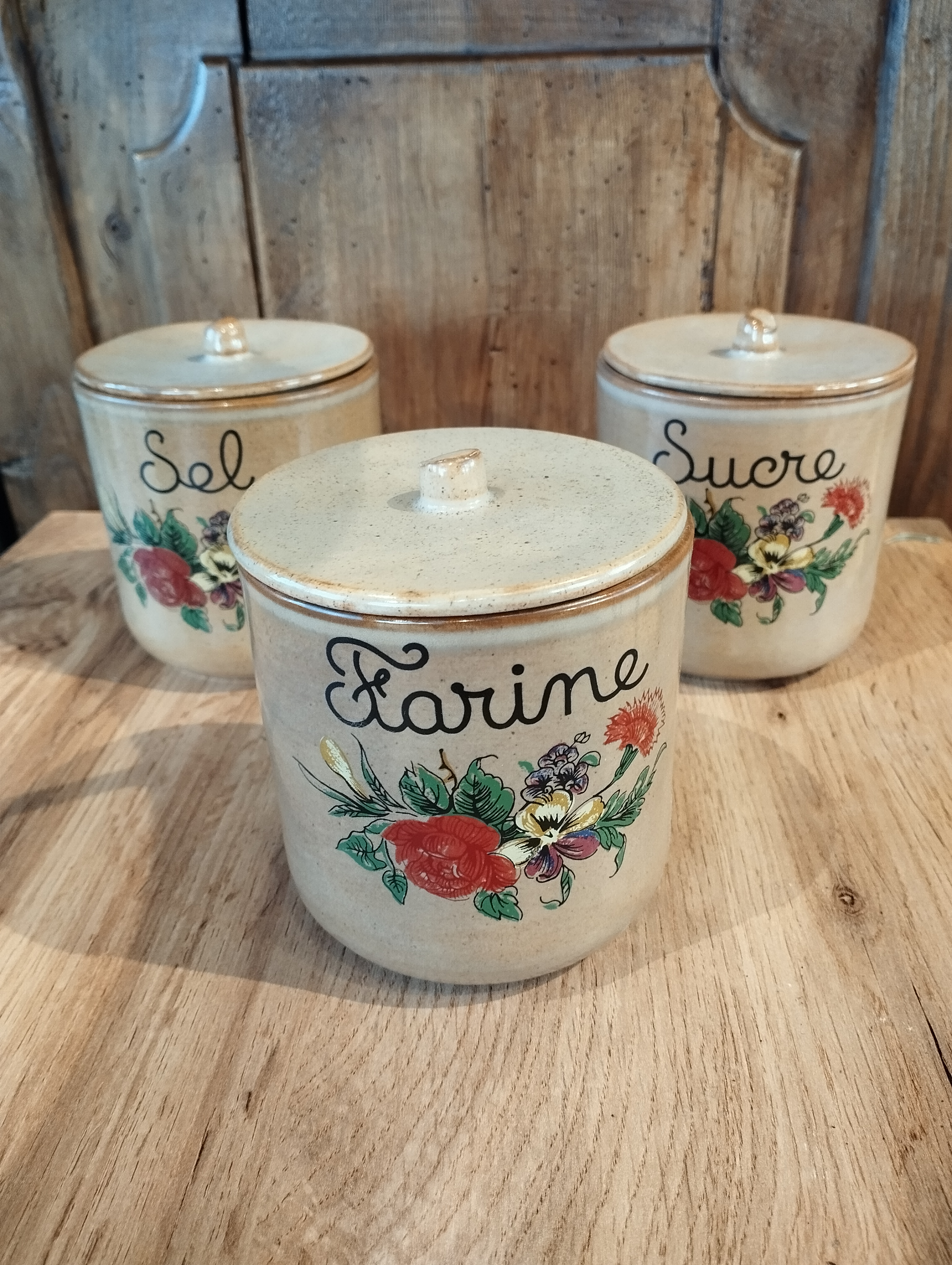 Lot Pots Sucre, Sel, Farine