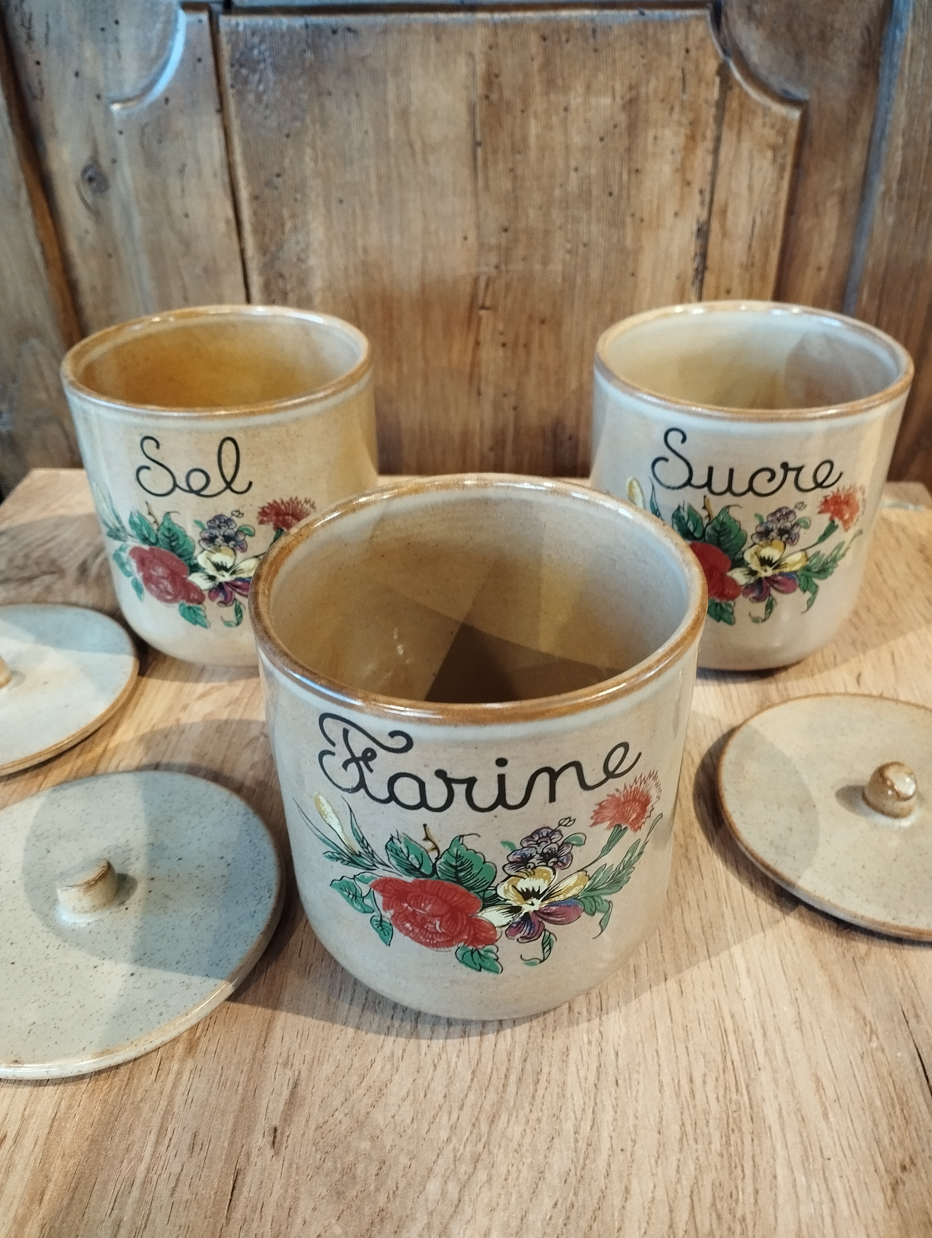 Lot Pots Sucre, Sel, Farine