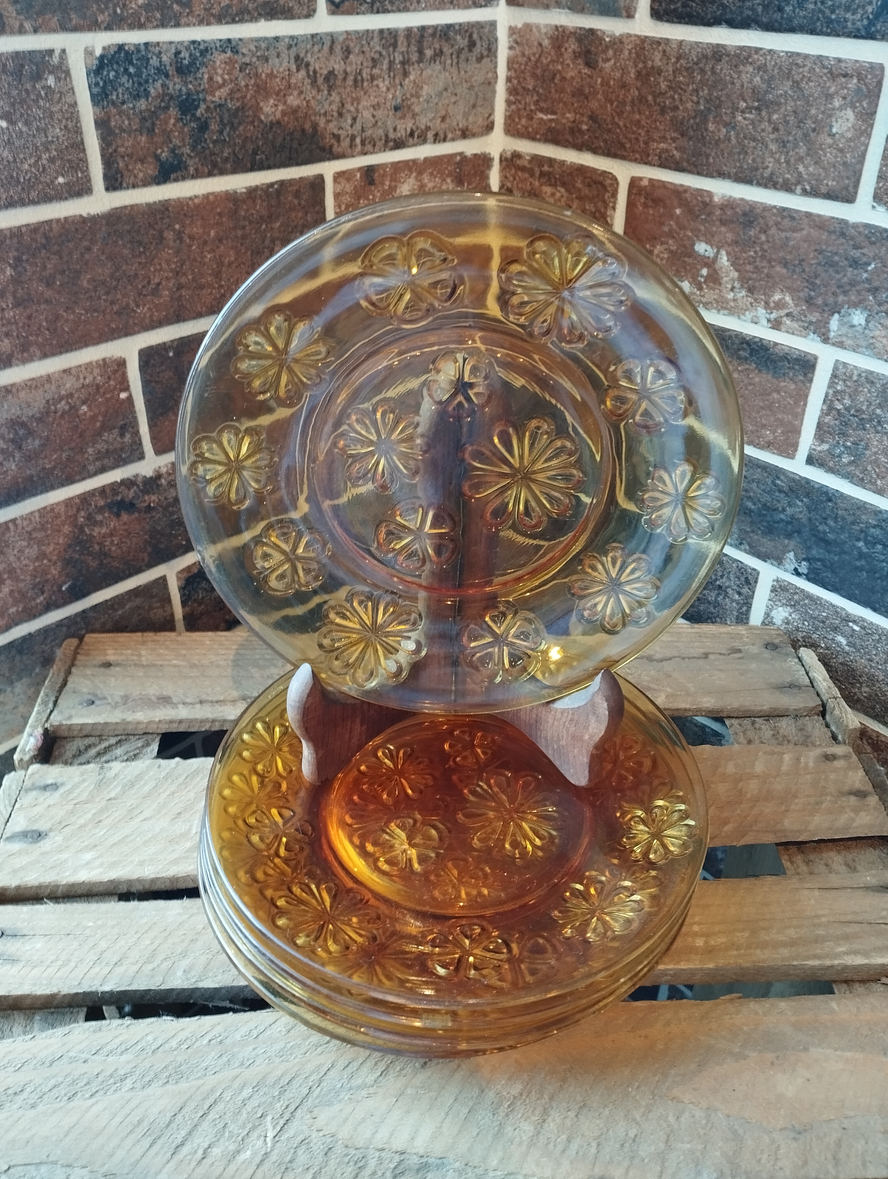 Lot de 6 Petites Assiettes Ambrées