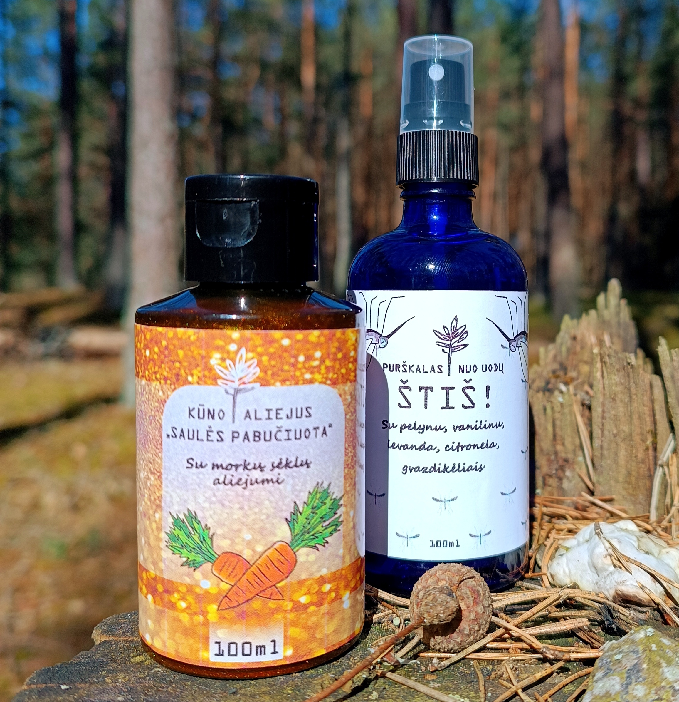  Natūralus aromaterapinis purškalas 🦟 nuo uodų "ŠTIŠ!" || Su pelynu, vanilinu, levanda, citronella, gvazdikėliu || 100ml