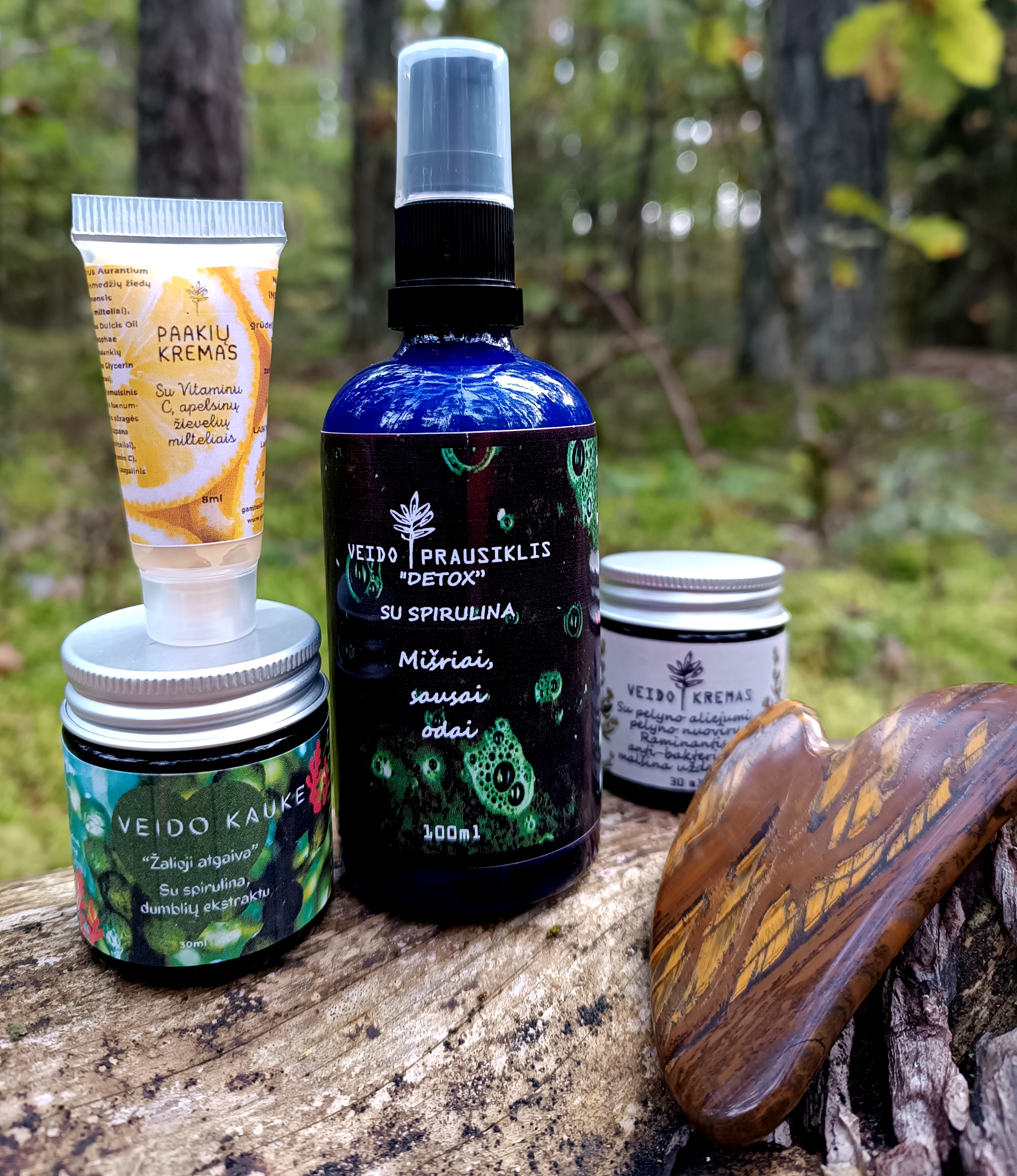 "Žalioji atgaiva" || Mėlynosios spirulinos veido kaukė su dumblių ekstraktu, ir papajos enzimais || Valanti, priešuždegiminė, anti-oksidacinė, švelniai šveičianti