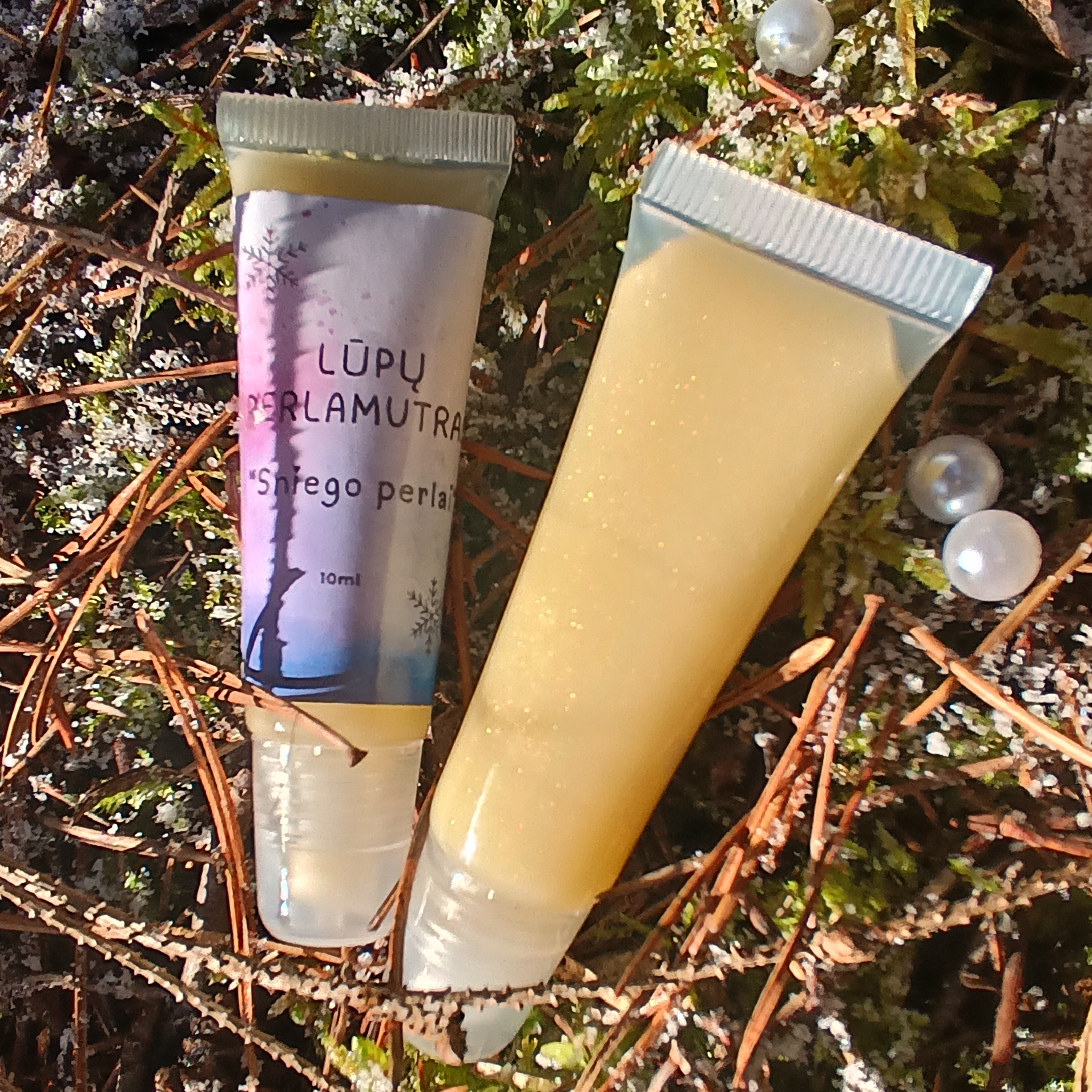 Lūpų perlamutras "Sniego perlai" || Bespalvis su žėručiais 10ml