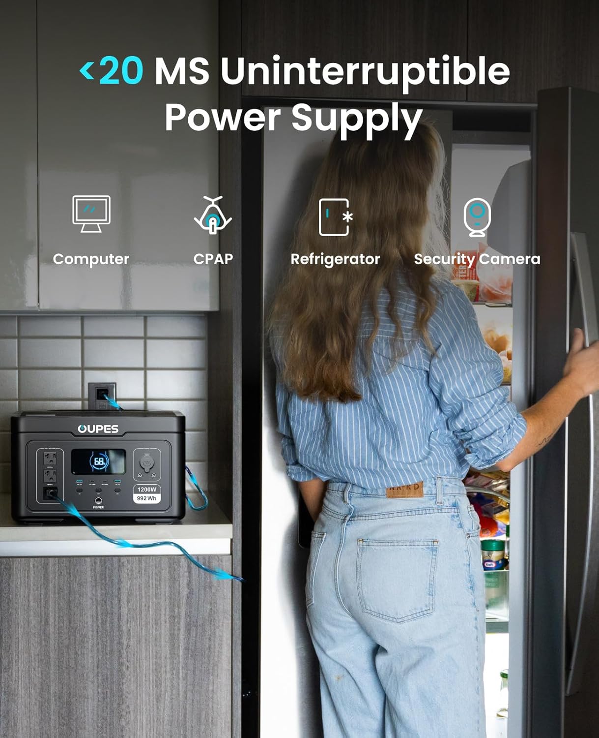 Estación de energía oupes 2000 watts ininterrumpida 