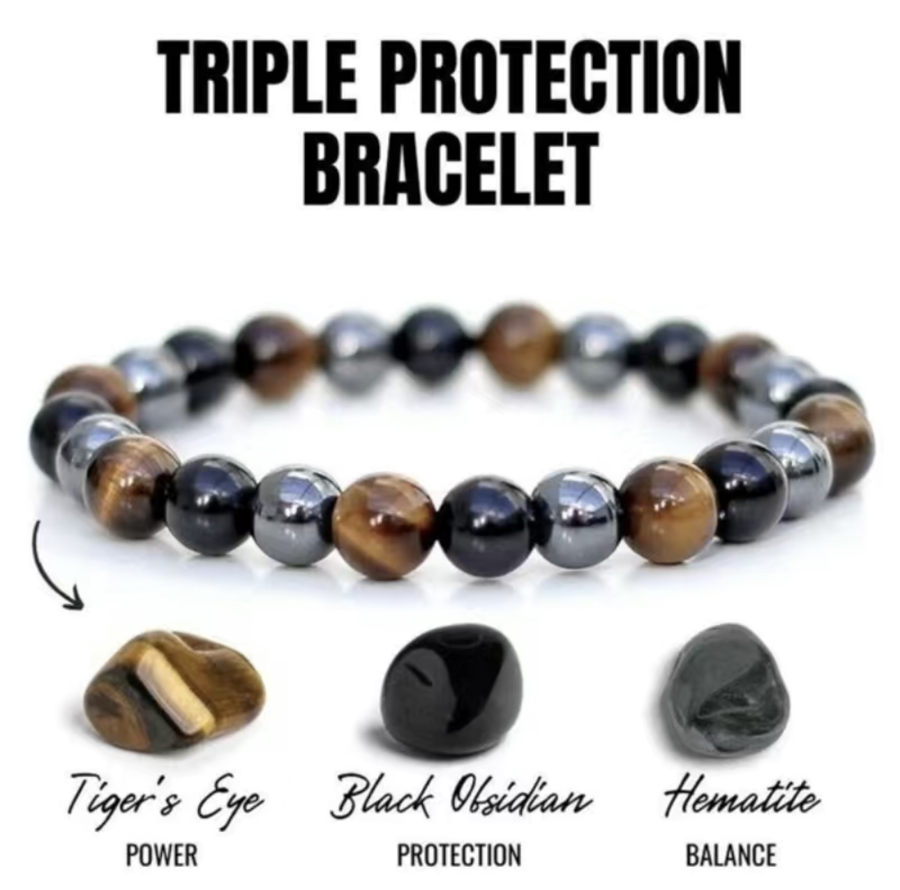 Triple Protection Crystal Bracelt