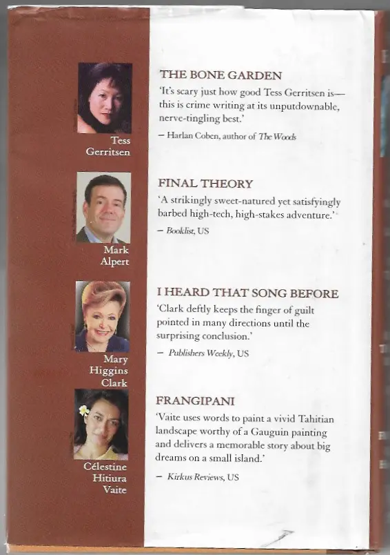 Select Editions - 4 books In 1- The Bone Garden,Final Theroy,I Heard That Song Before, Frangipani