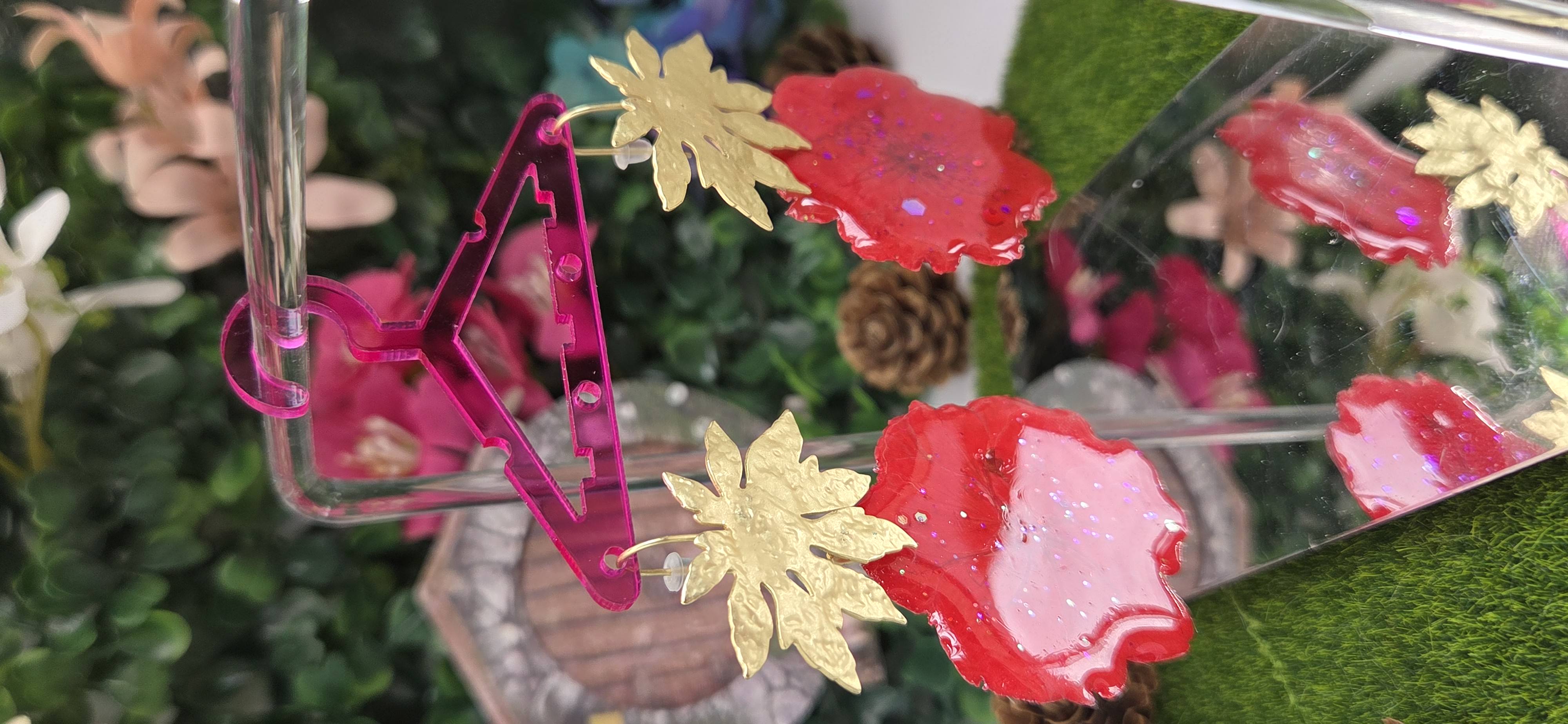 Pendientes Flores Místicas Rojas