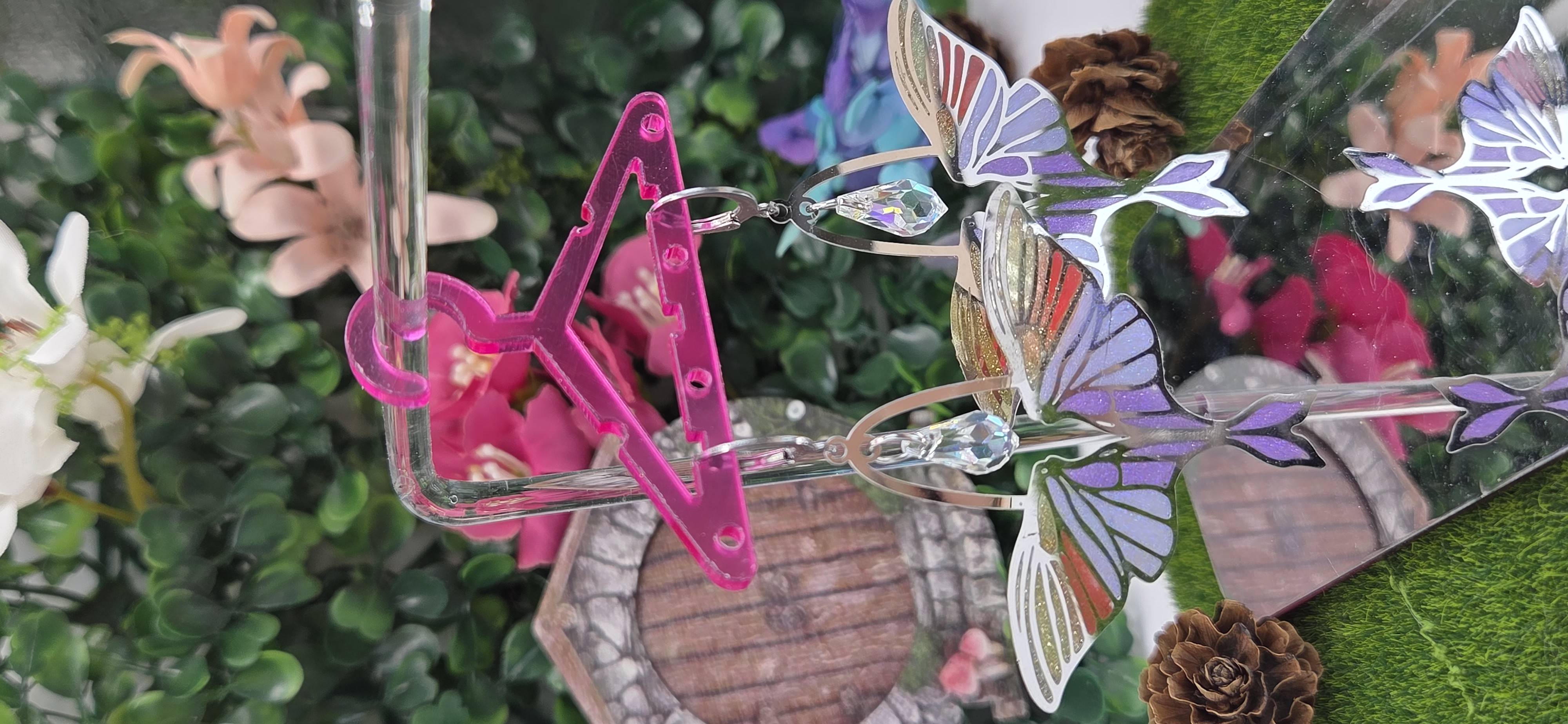 Pendientes Vidriera Luna Moth plateado