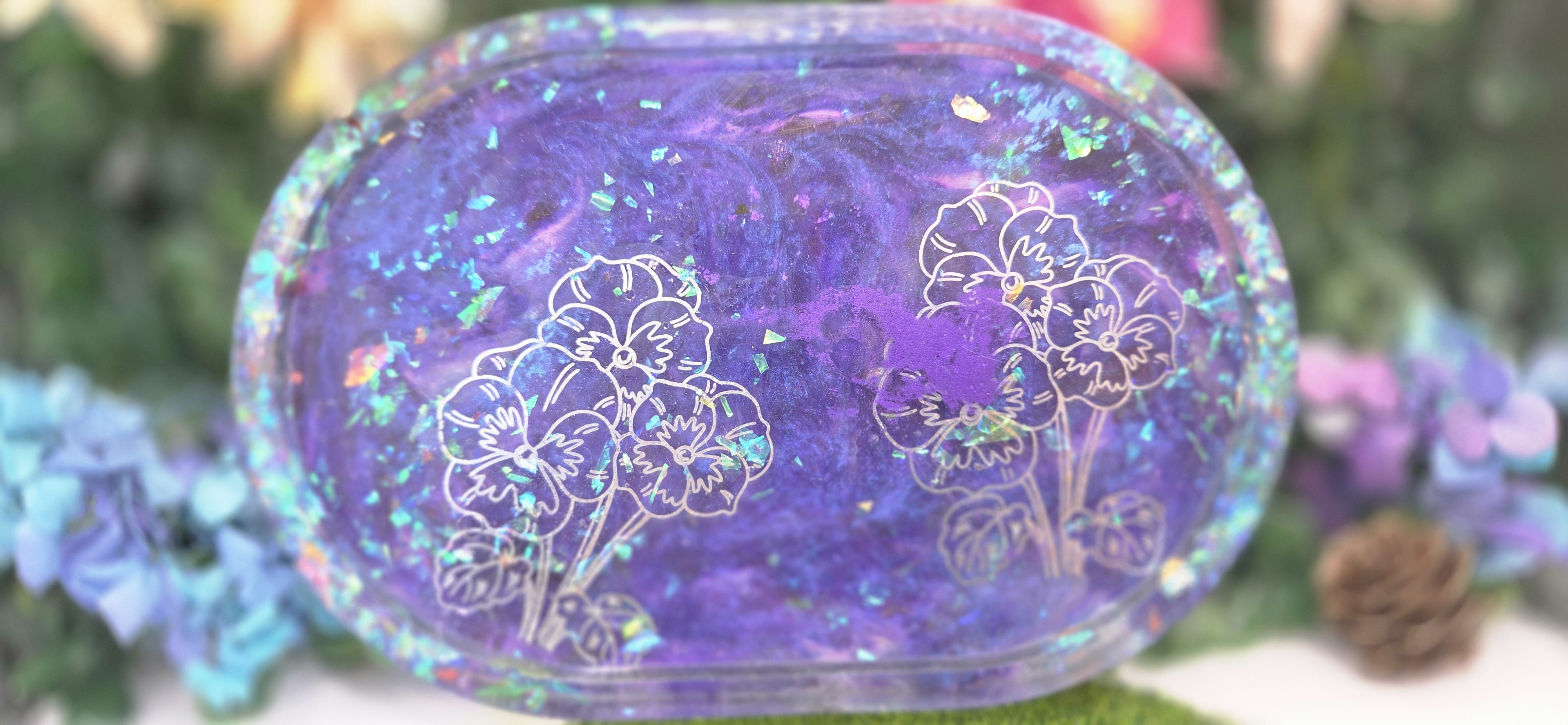 Bandeja decorativa de resina