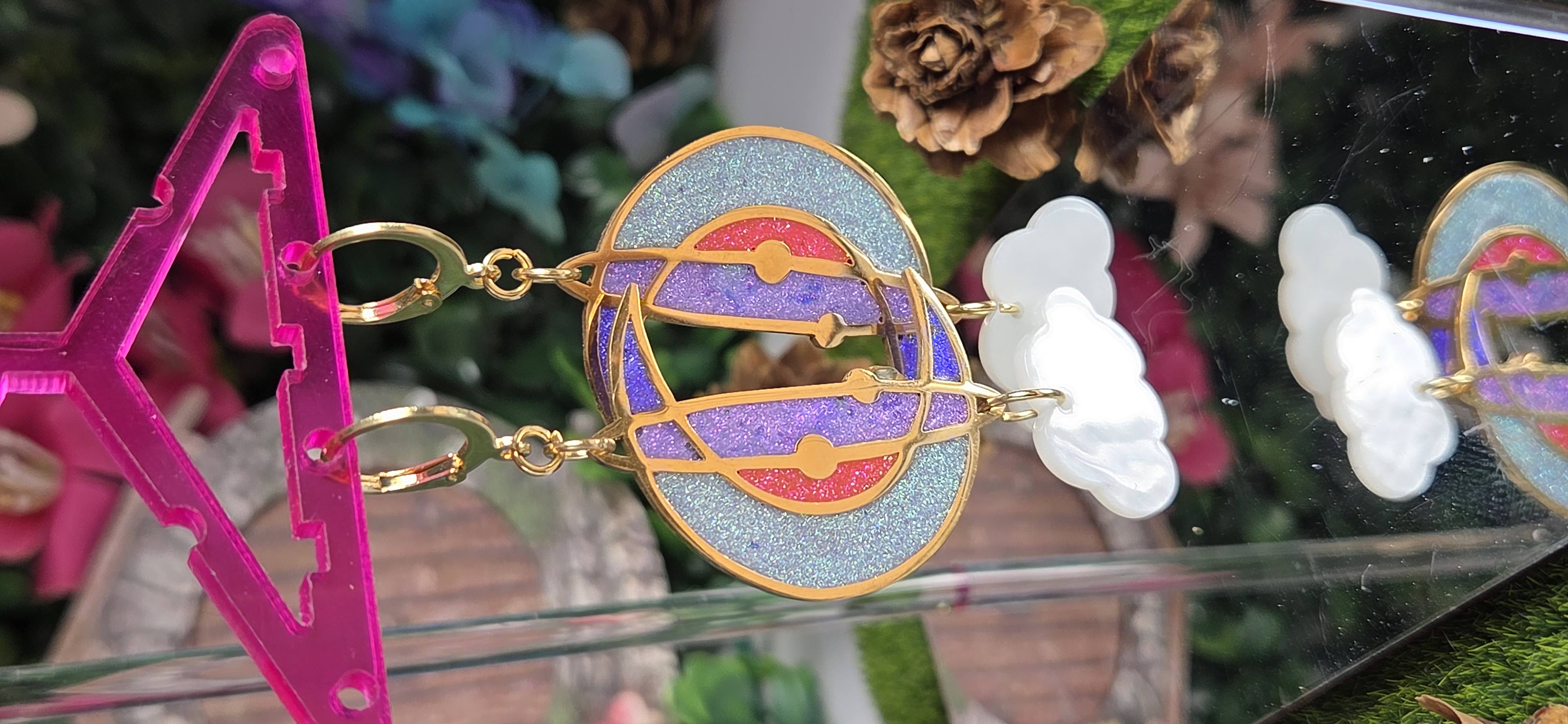 Pendientes Vidriera Luna Cosmos