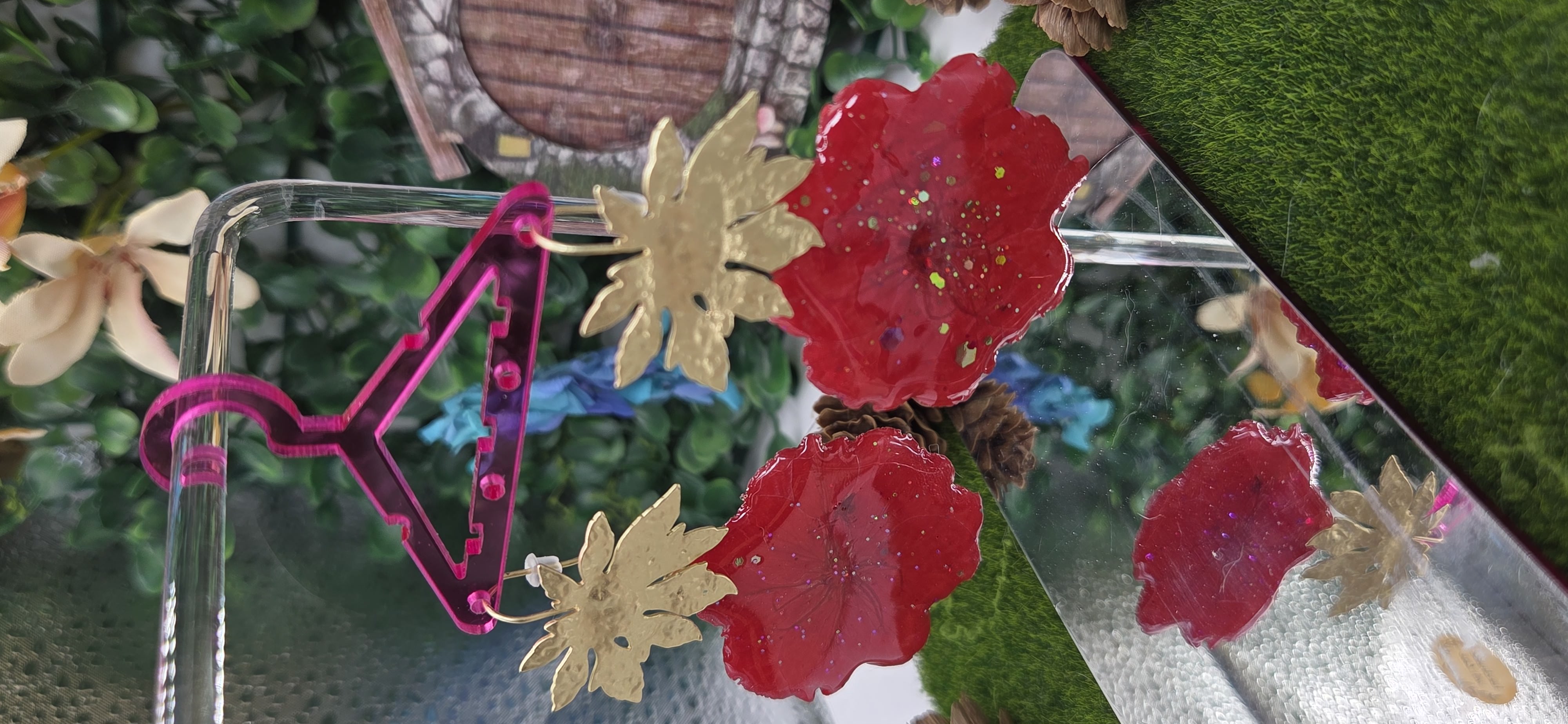 Pendientes Flores Místicas Rojas