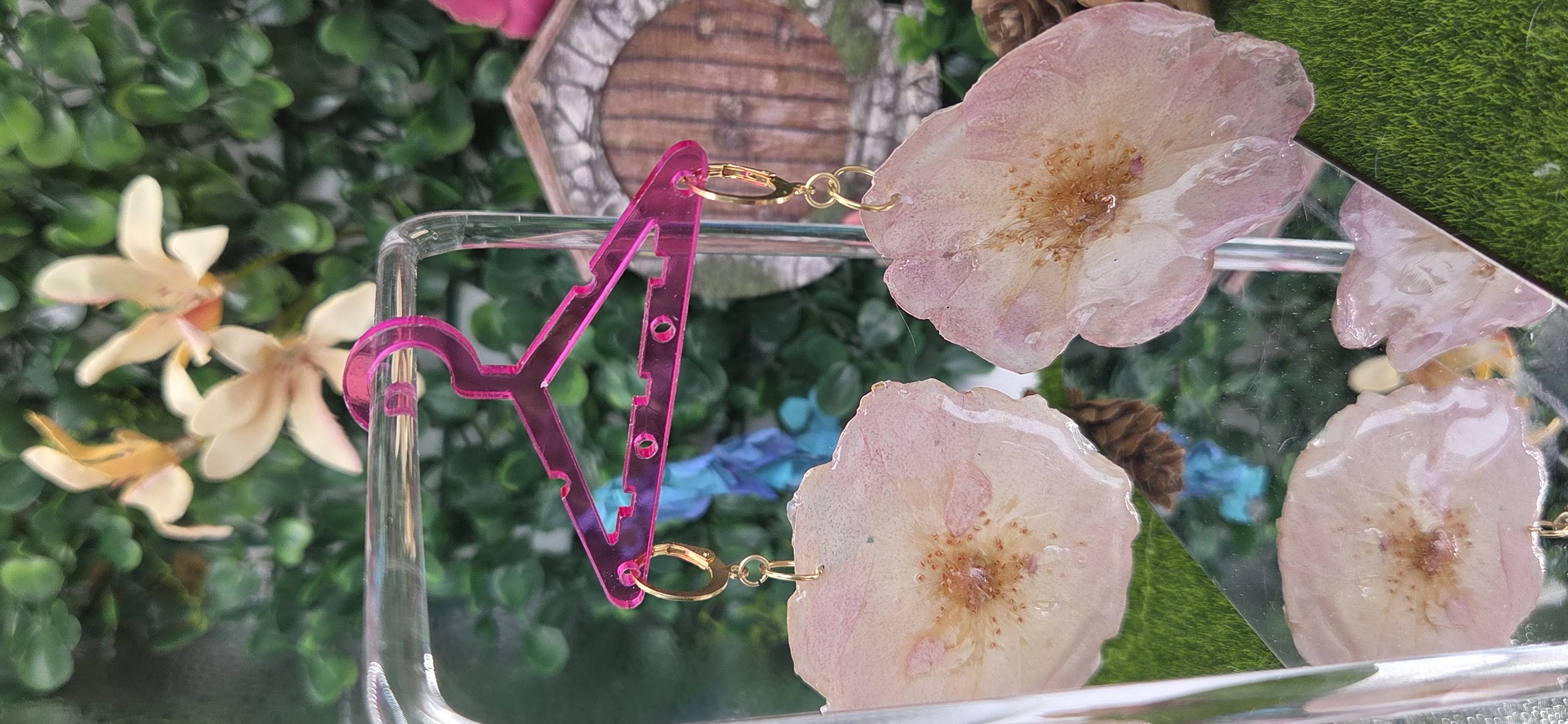 Pendientes Rosas prensadas