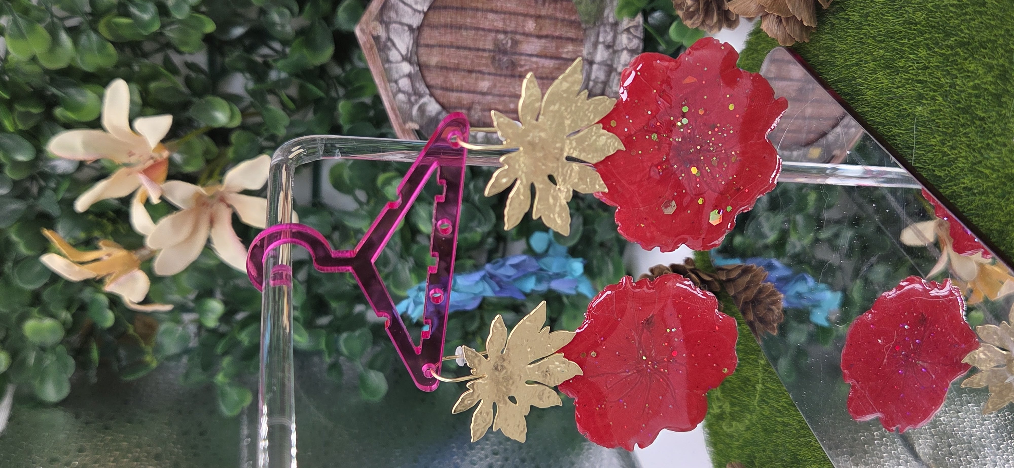 Pendientes Flores Místicas Rojas