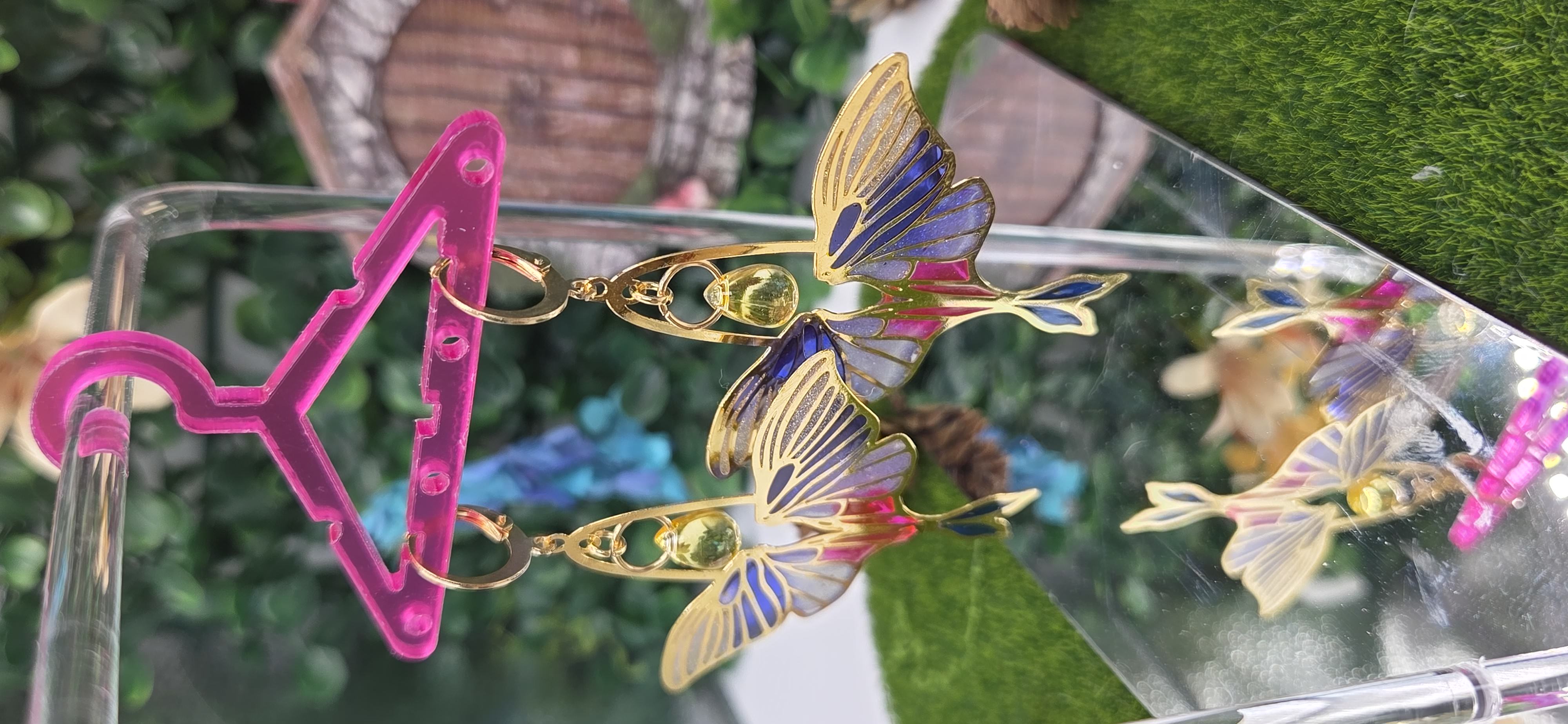 Pendientes Vidriera Luna Moth Amarillo