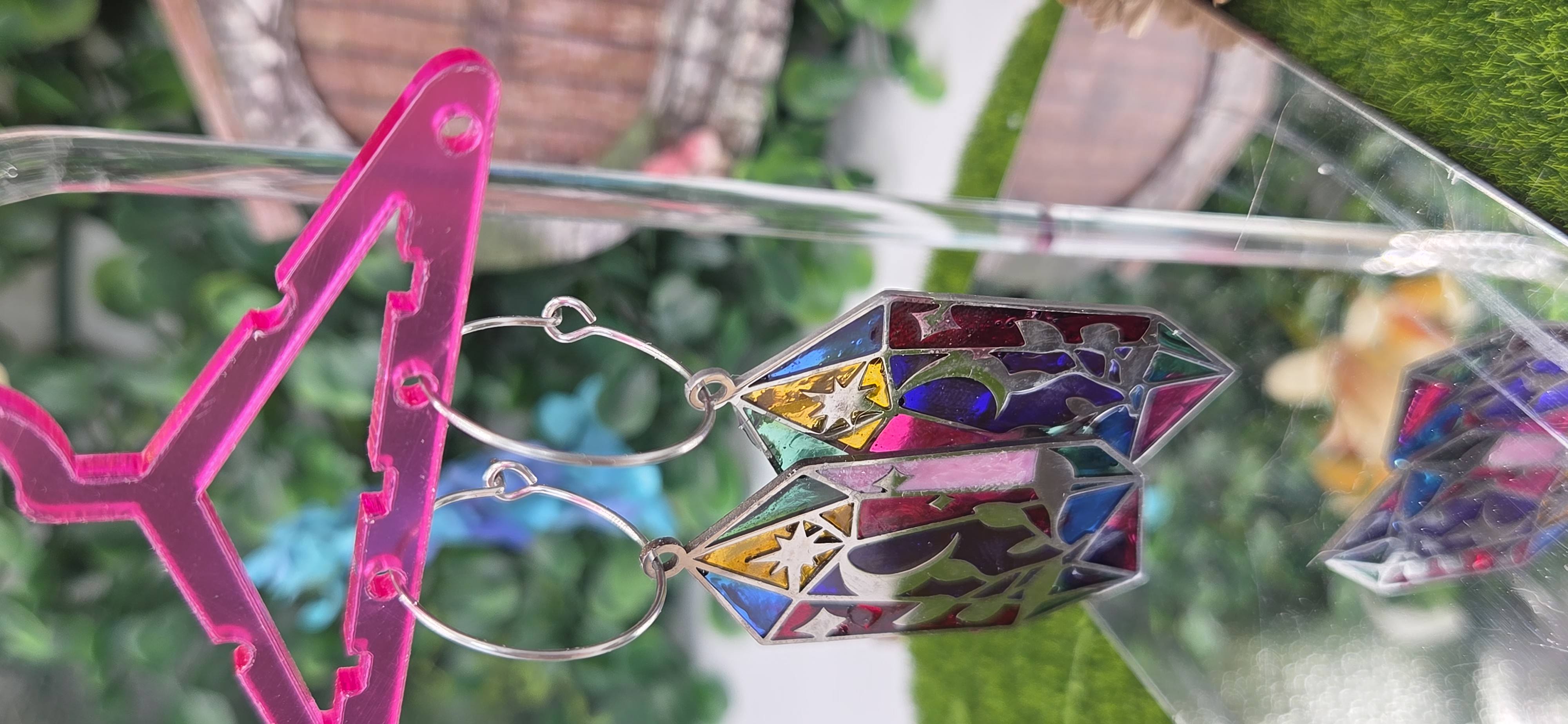 Pendientes geométricos vidriera