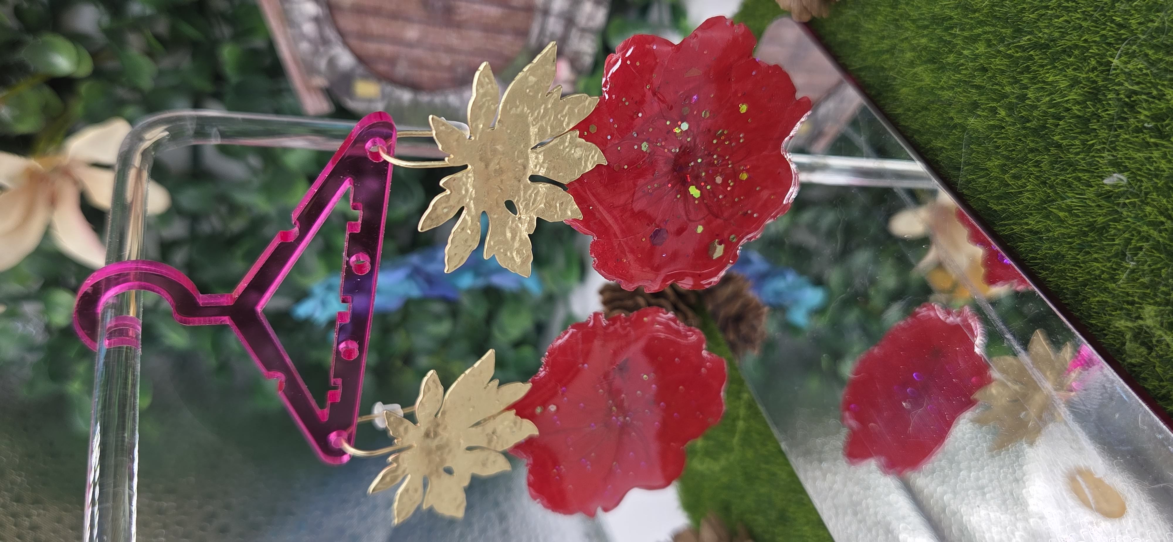 Pendientes Flores Místicas Rojas