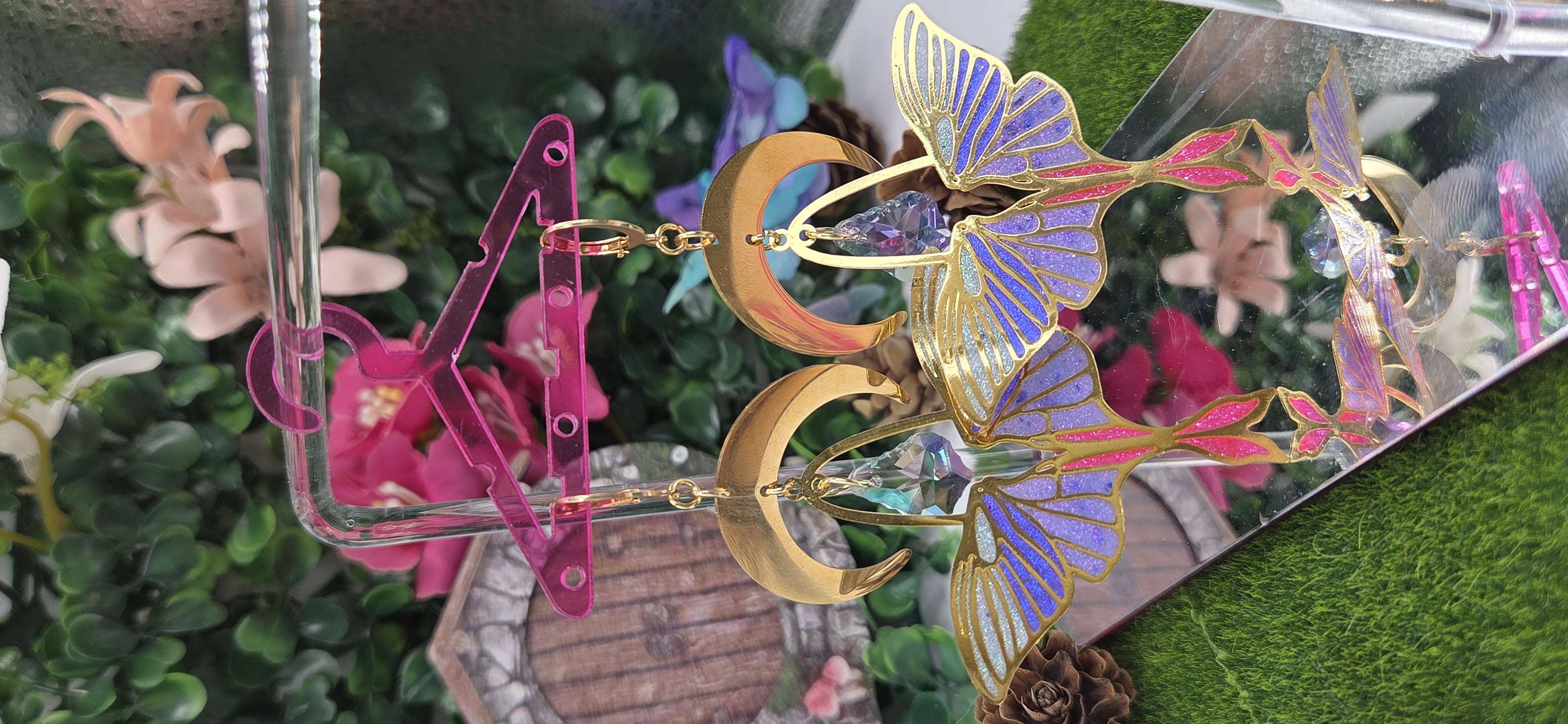 Pendientes Vidriera Luna-Luna Moth