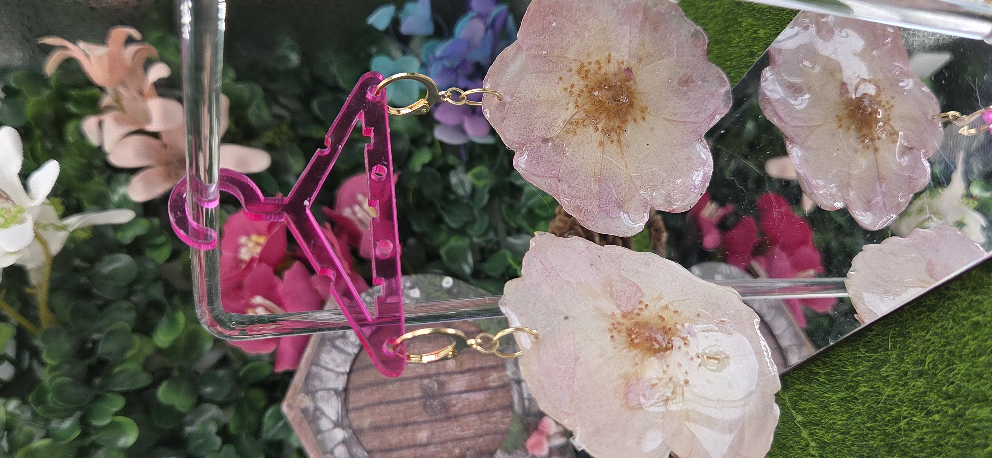 Pendientes Rosas prensadas