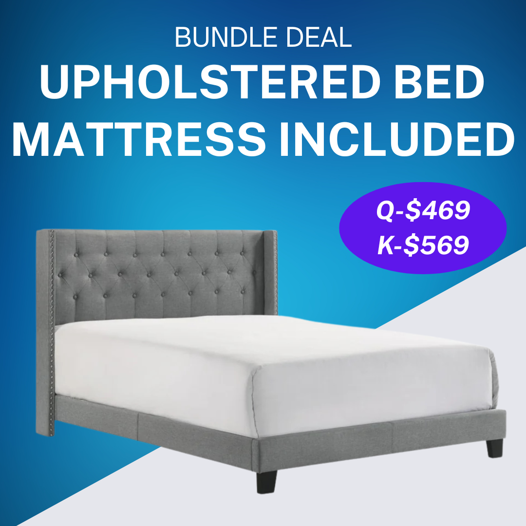 Bundle Deal – Upholstered Bed Frame + Mattress + Box Spring