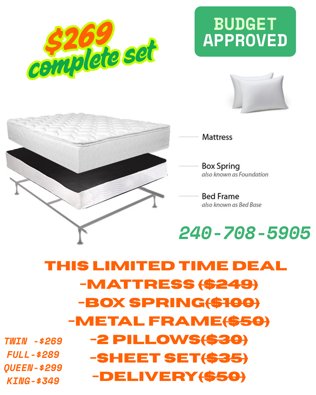 Complete Mattress Set Only $269 – Everything You Need Included!