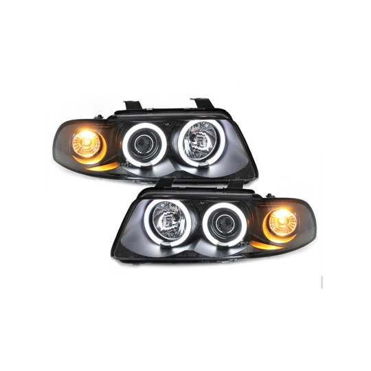 Phares AUDI A4 B5 95-98 avec anneaux lumineux angel eyes CCFL Noir, Homologation européenne
