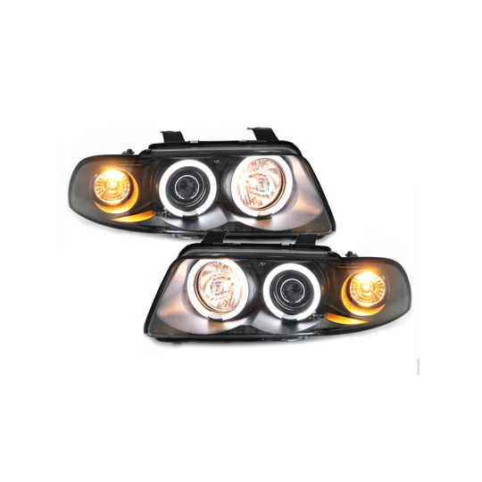 Phares AUDI A4 B5 95-98 avec anneaux lumineux angel eyes CCFL Noir, Homologation européenne