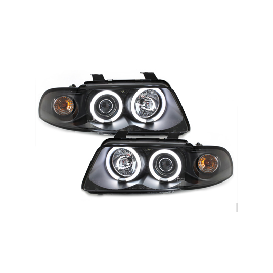 Phares AUDI A4 B5 95-98 avec anneaux lumineux angel eyes CCFL Noir, Homologation européenne
