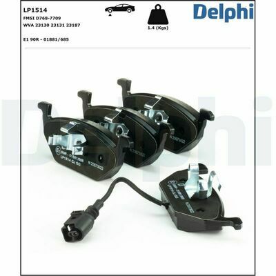  Kit de Plaquettes de Frein avant , DELPHI LP1514 pour AUDI, VW, SEAT, SKODA 
