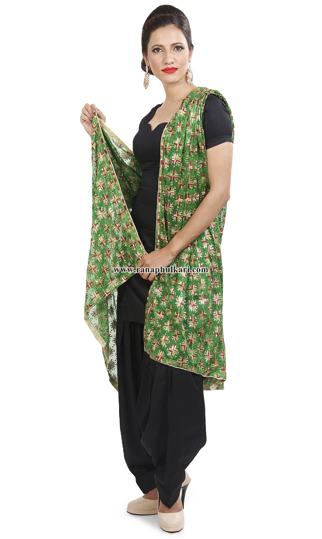 Phulkari green kanchan dupatta