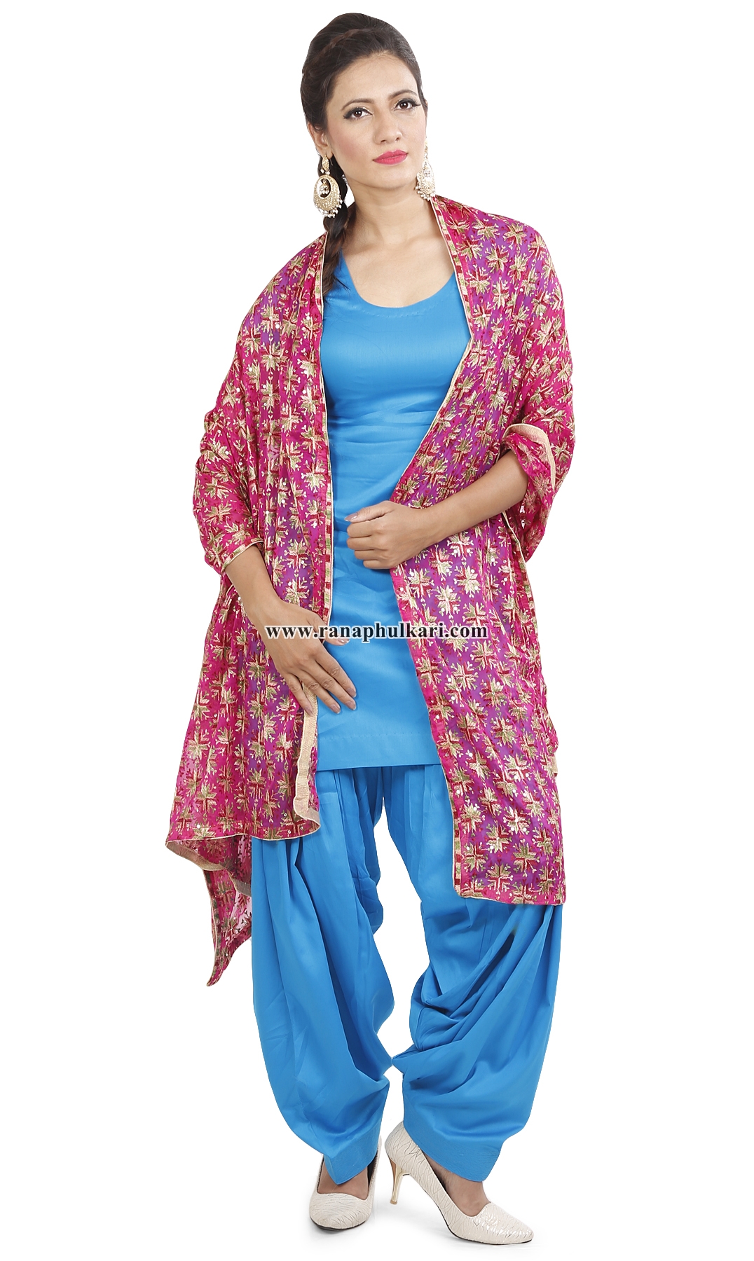 Magenta Phulkari Kanchan Dupatta