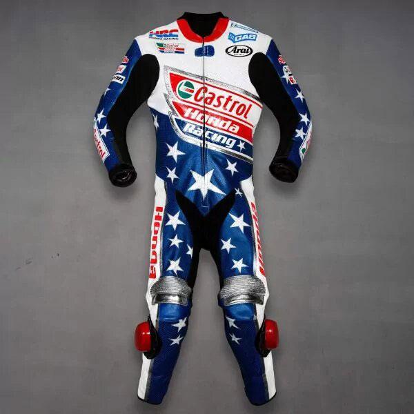 Motorcycle 100% Cowhide Leather Suit Colin Edwards