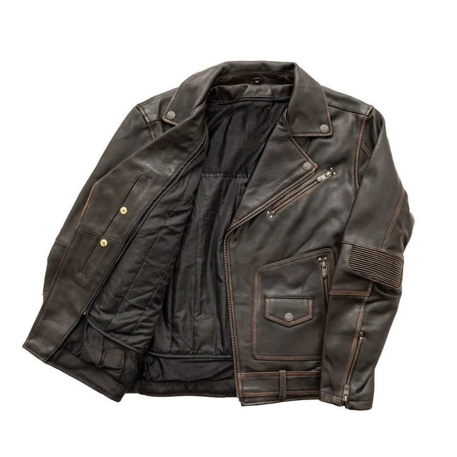 Boldica Dominator Men’s Brown Leather Motorcycle Jacket