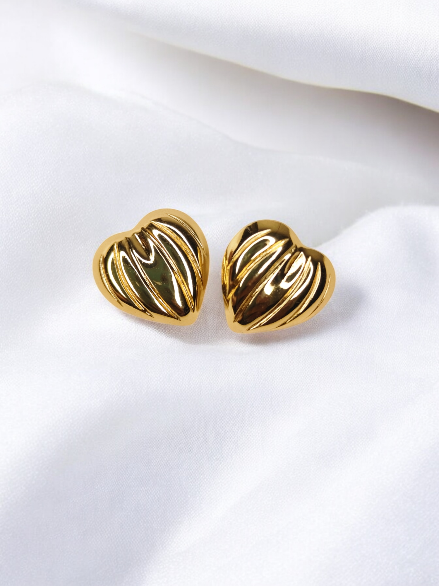 Heart-Shaped Golden Earrings