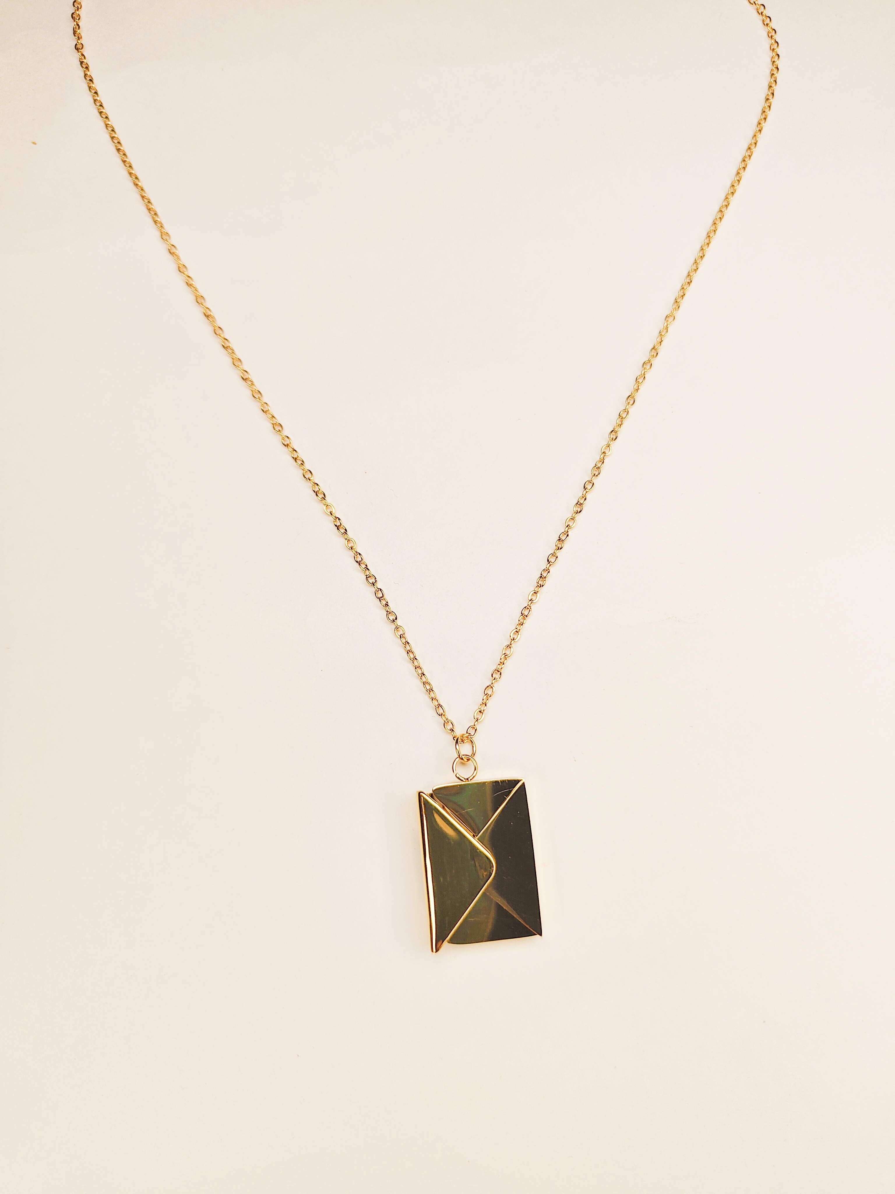 Gold Envelope Pendant Necklace with I Love You Message 