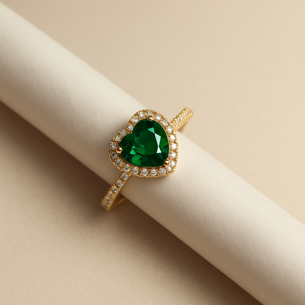 Heart-Shaped Emerald Ring