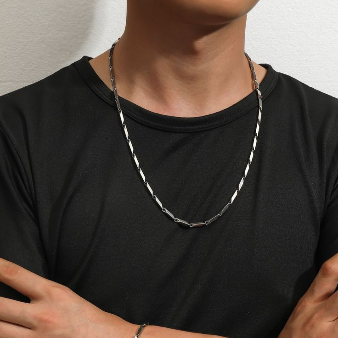 Men's Silver Rice Chain Necklace