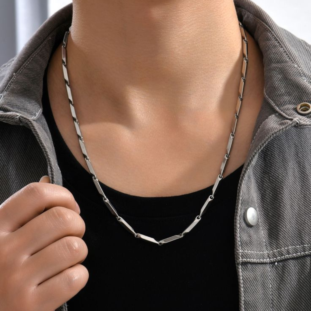 Men's Silver Rice Chain Necklace