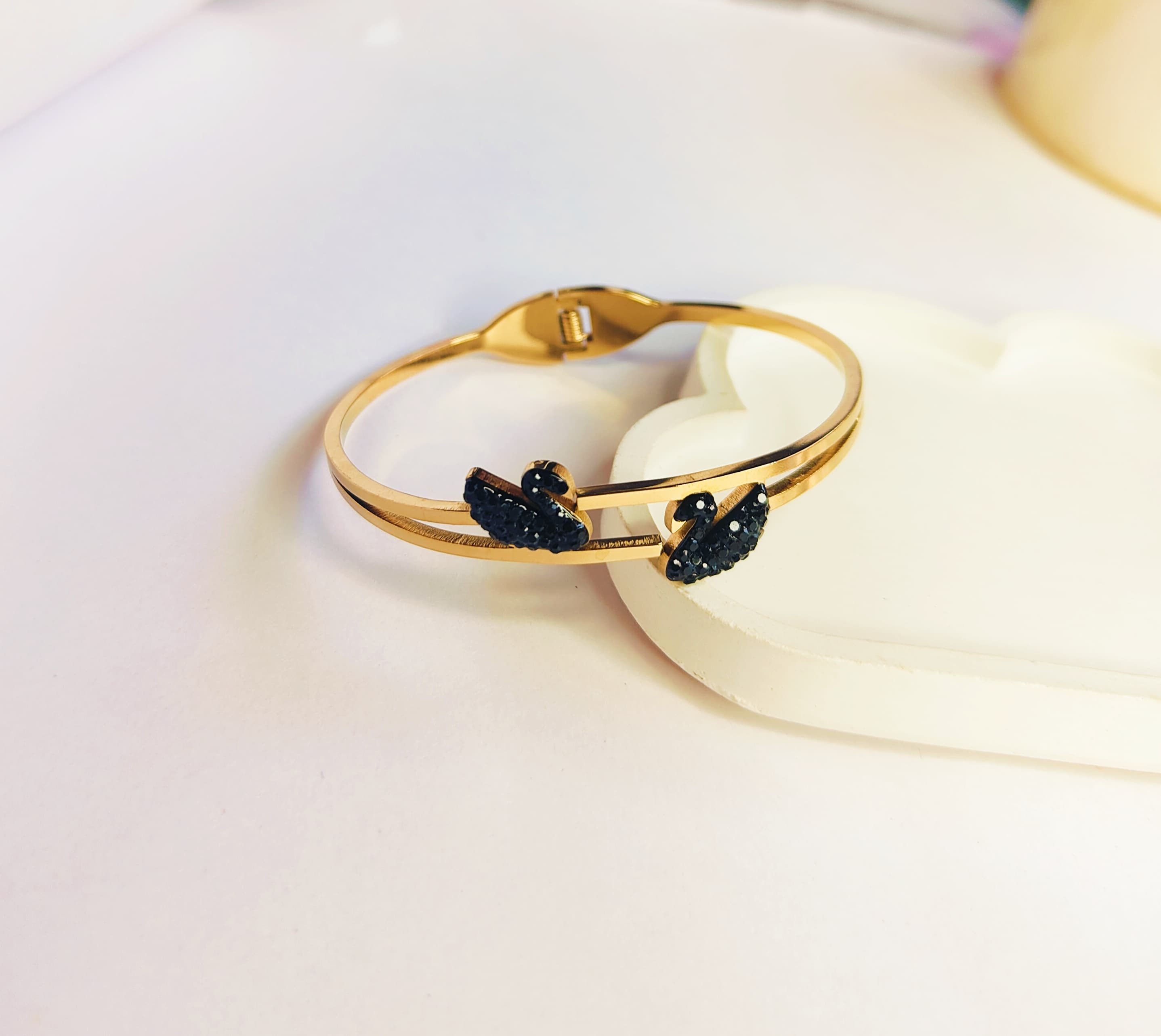 Gold Swan Cuff Bracelet