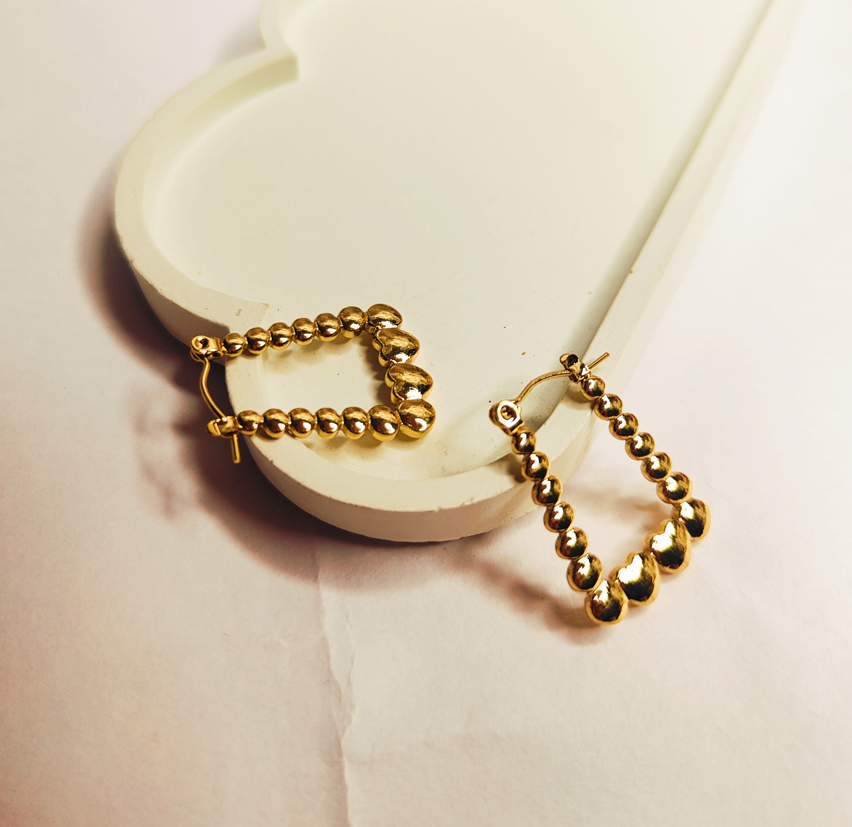 Gold Beaded Hoop Earrings