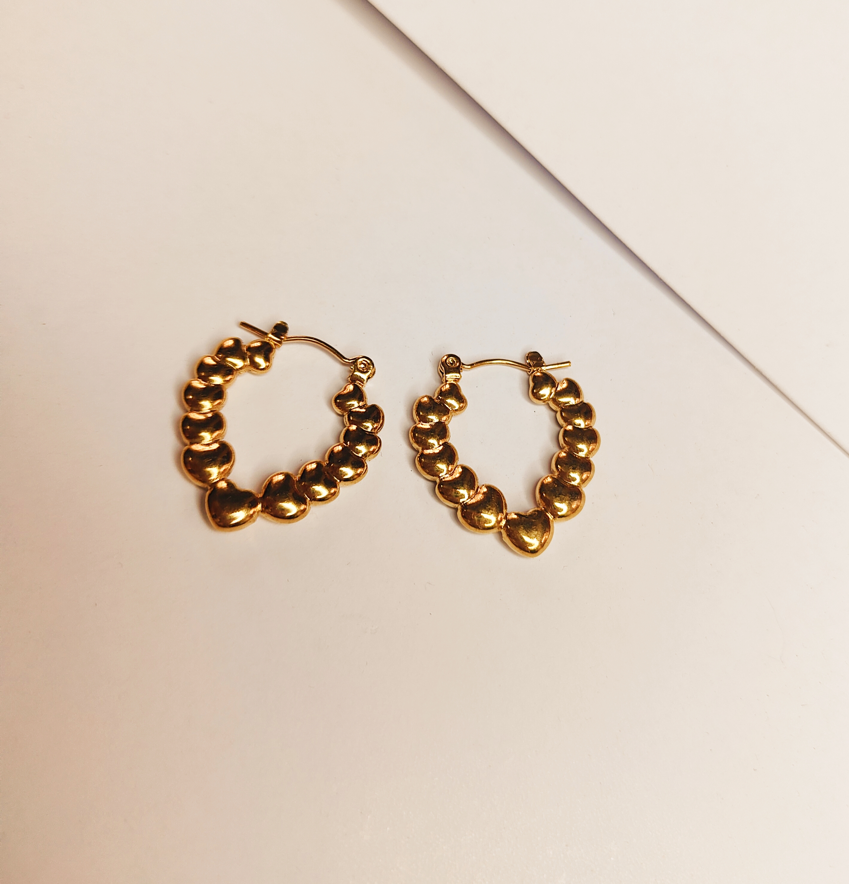Gold Beaded Hoop Earrings