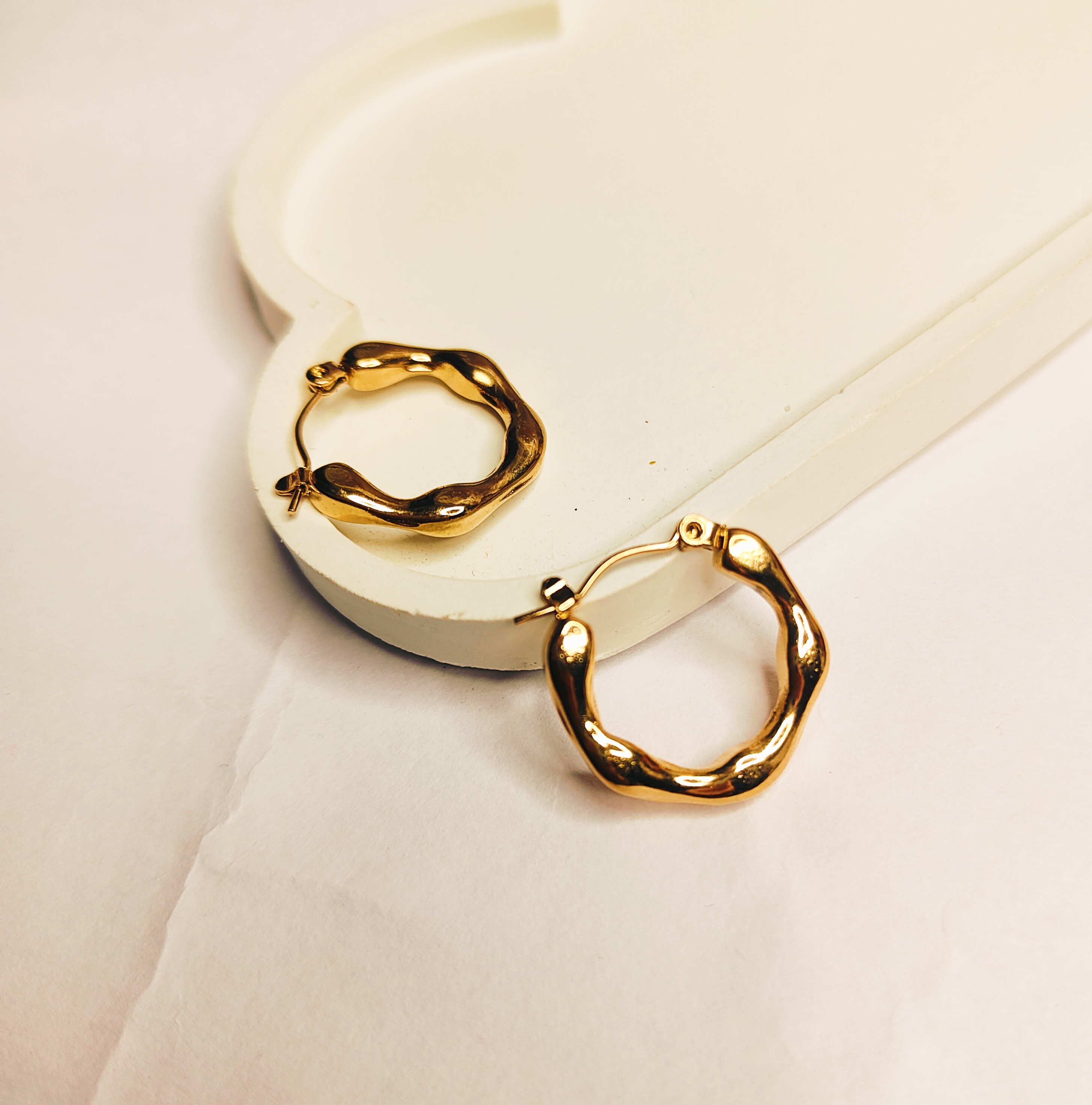 Gold Textured Hoop Earrings