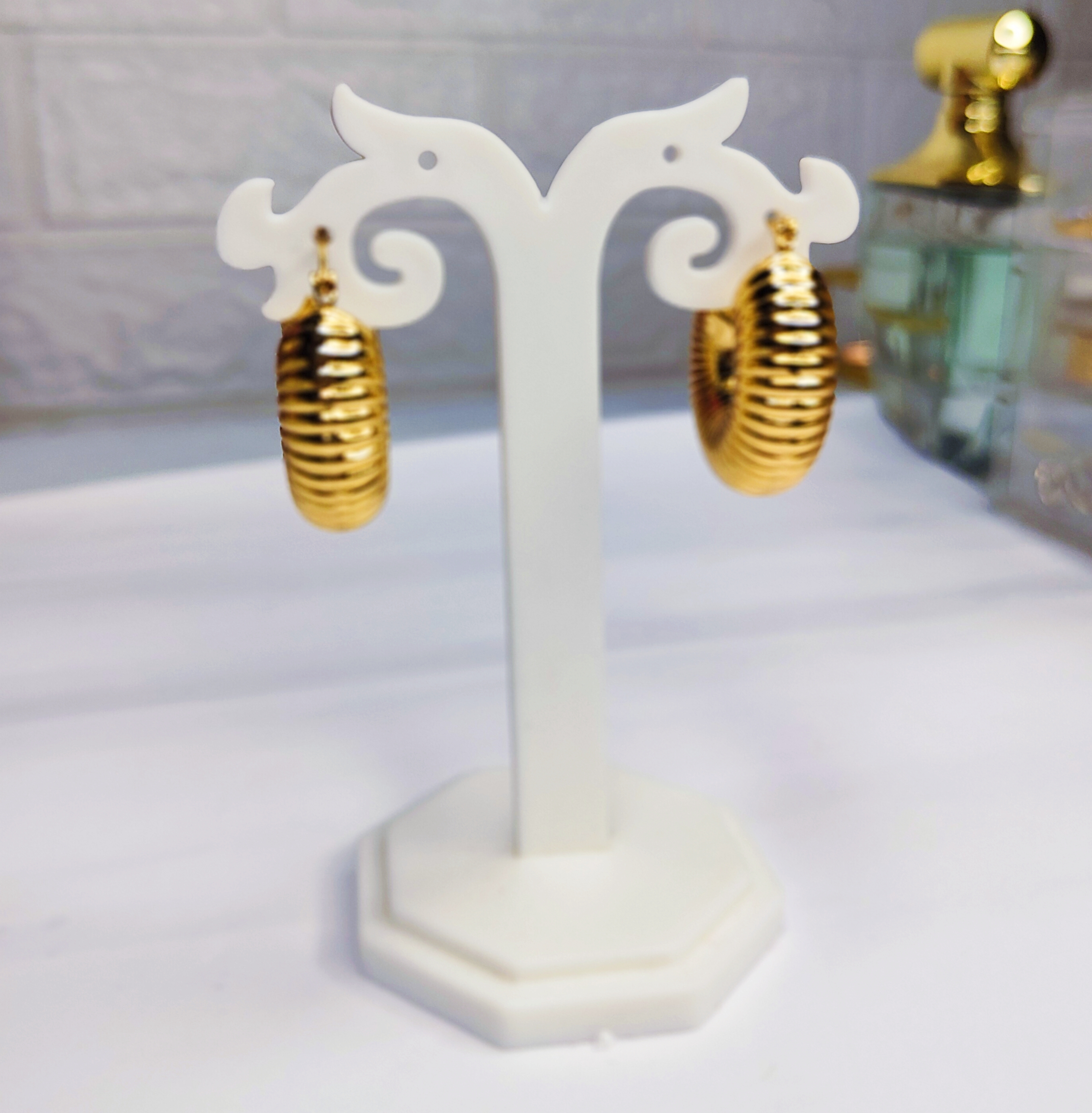 Gold Textured Hoop Earrings