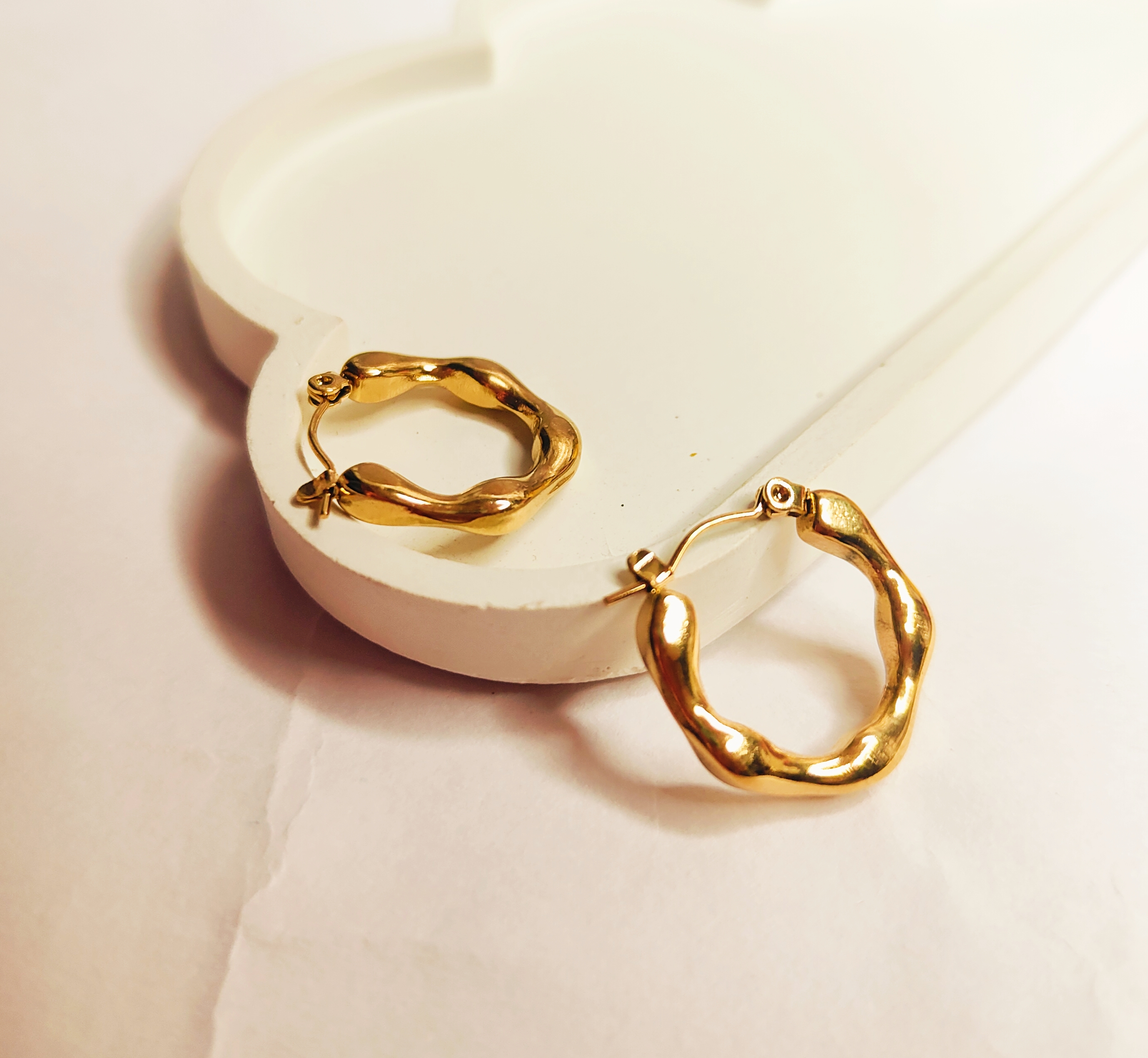 Gold Textured Hoop Earrings