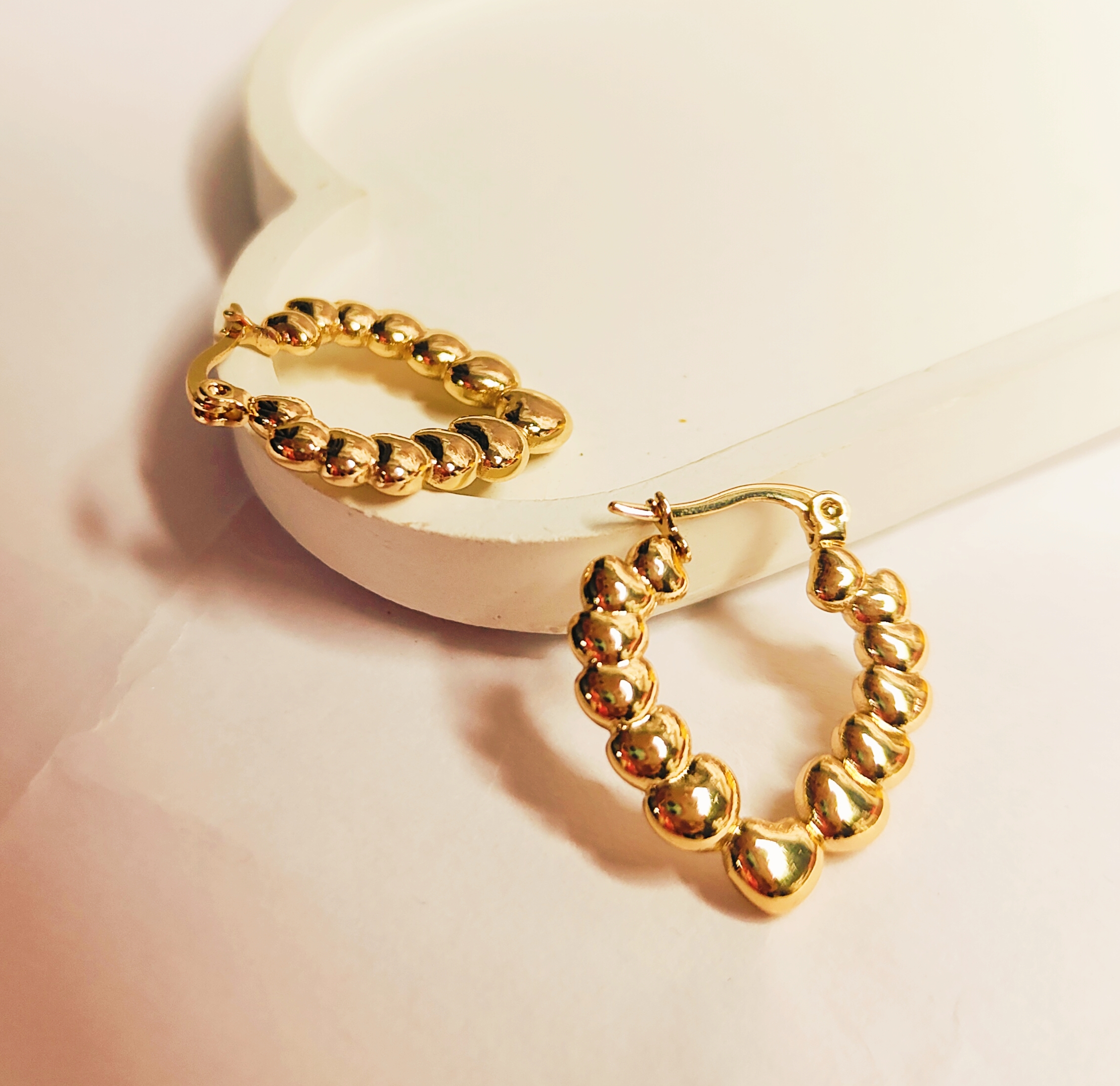 Gold Beaded Hoop Earrings