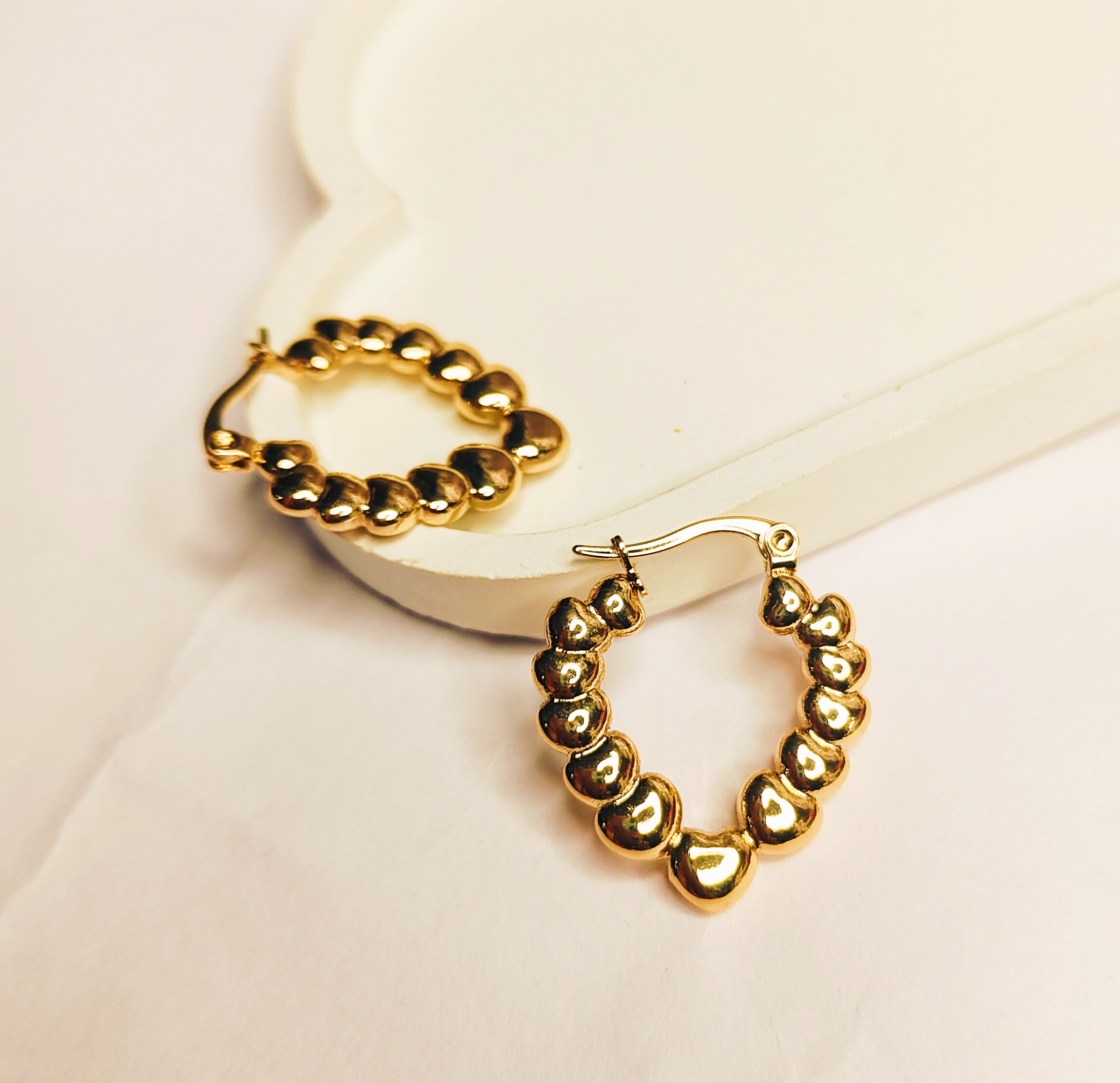 Gold Beaded Hoop Earrings