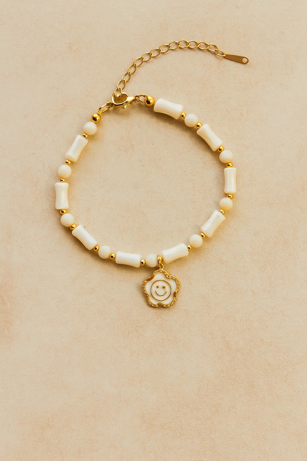 Smiley Charm Beaded Bracelet