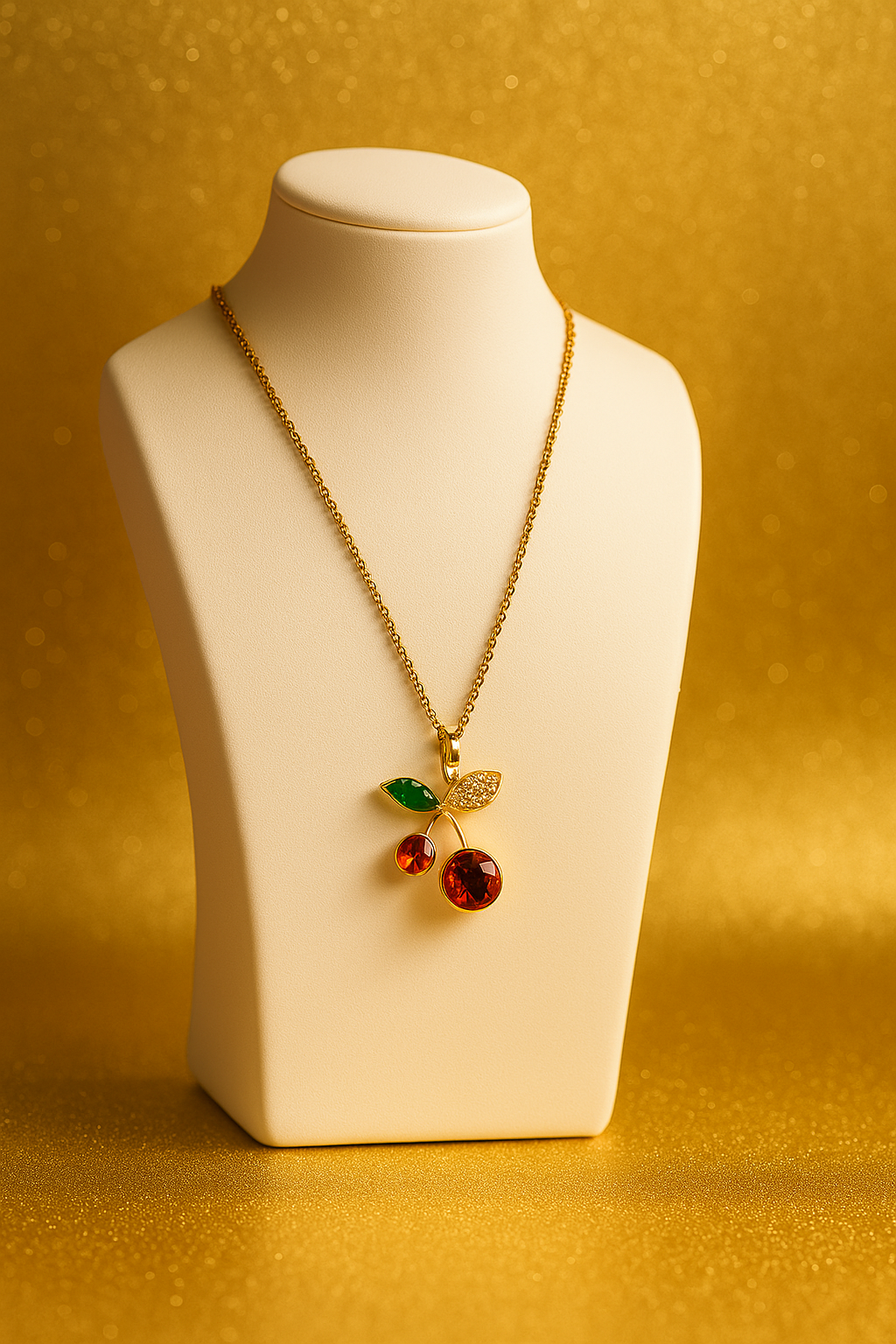 Gold Cherry Pendant Necklace