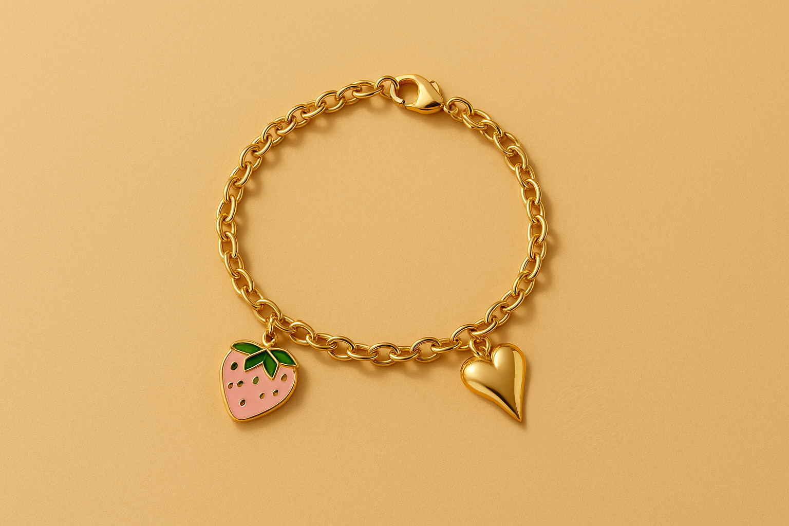 Strawberry & Heart Charm Bracelet